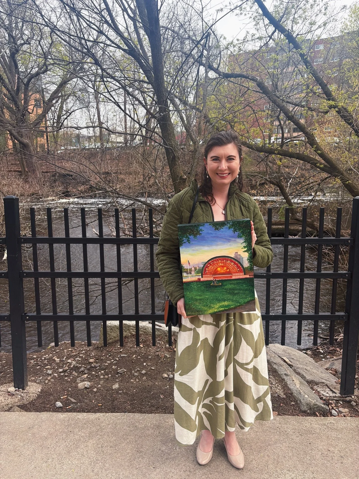 My latest painting was created start to finish in 2.5 days. Sometimes diamonds are made under pressure! A couple of my dear friends got married this past weekend, and they wanted a painting of their first date spot: the Hatch Shell amphitheater on th