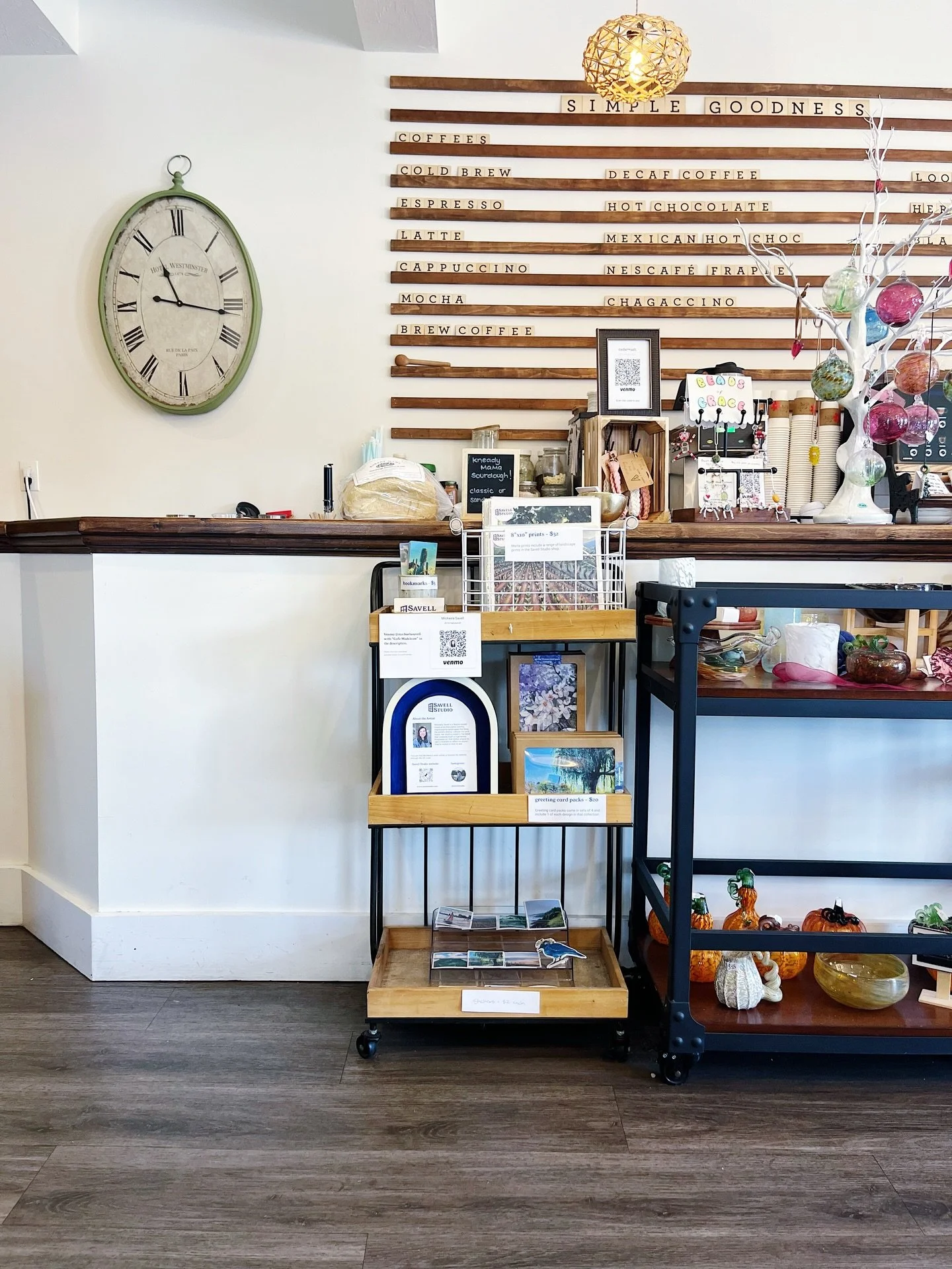 Need a last-minute Mother&rsquo;s Day gift? You can now shop the Savell Studio cart at @cafe_madeleine__ in Bridgewater! Cafe Madeleine is the cutest cafe, with stellar food + coffee, local artist work for sale. They also have books and board games f