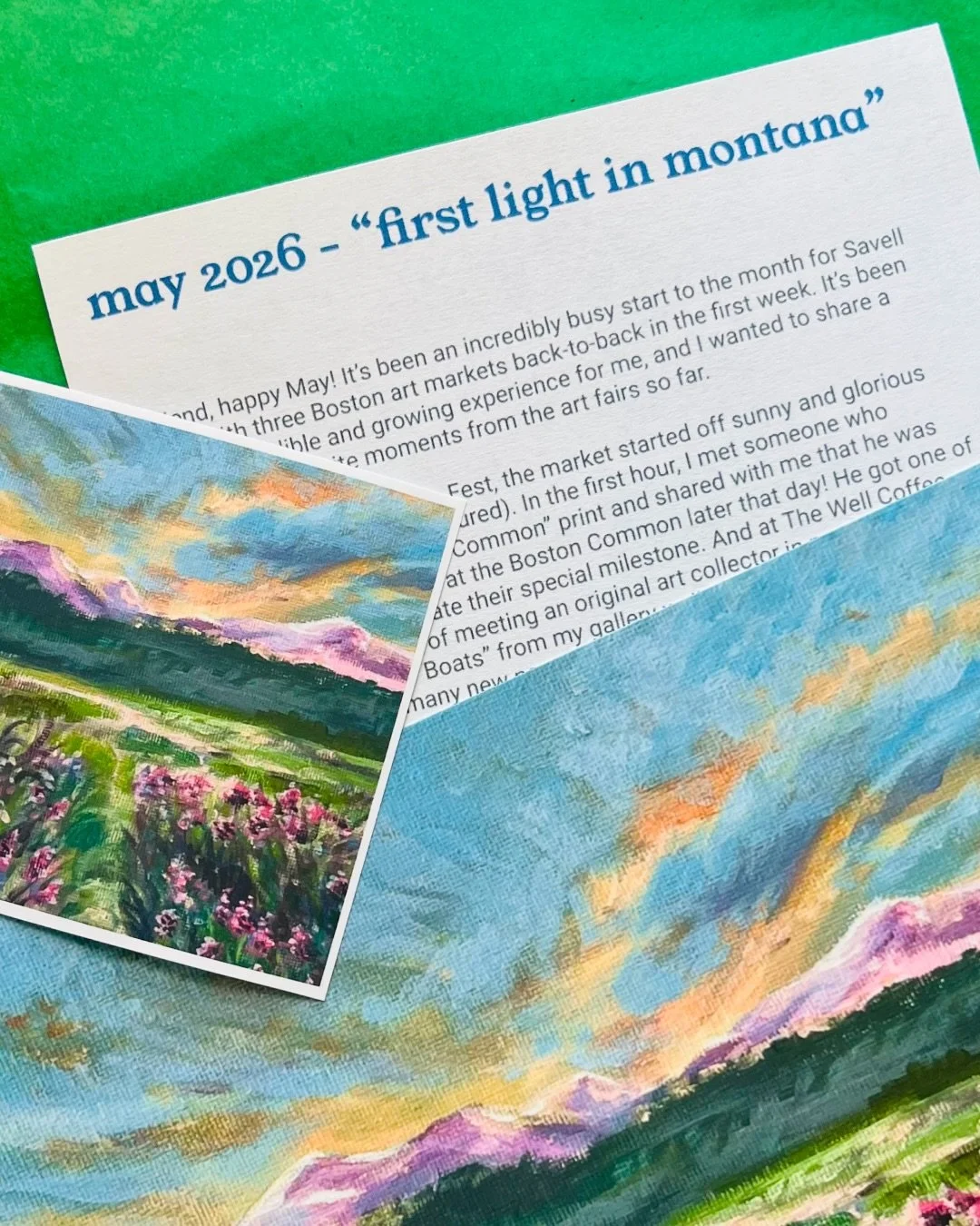 The latest fun mail is ready to be sent to your door! May&rsquo;s Print Pals includes a print from the archives - called &ldquo;First Light in Montana&rdquo; - an extra sticker of the print, and a cute letter from me. It&rsquo;s been a blast having P