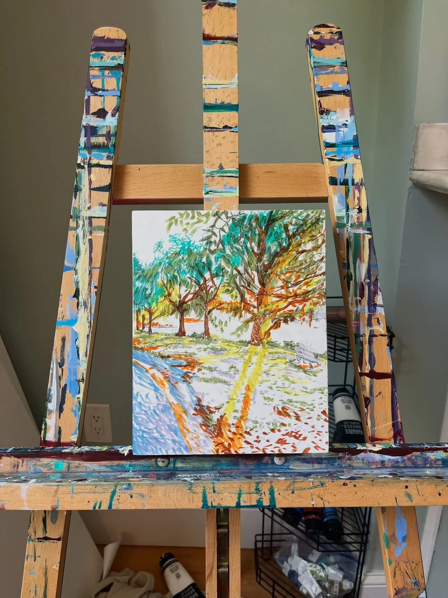 Painting progress is happening in the studio! And yet...there&rsquo;s no paint yet? For a lot of my work, I&rsquo;ve found that creating undersketches with graphite and @prismacolor_premier art markers slows me down to really look at where the lighte