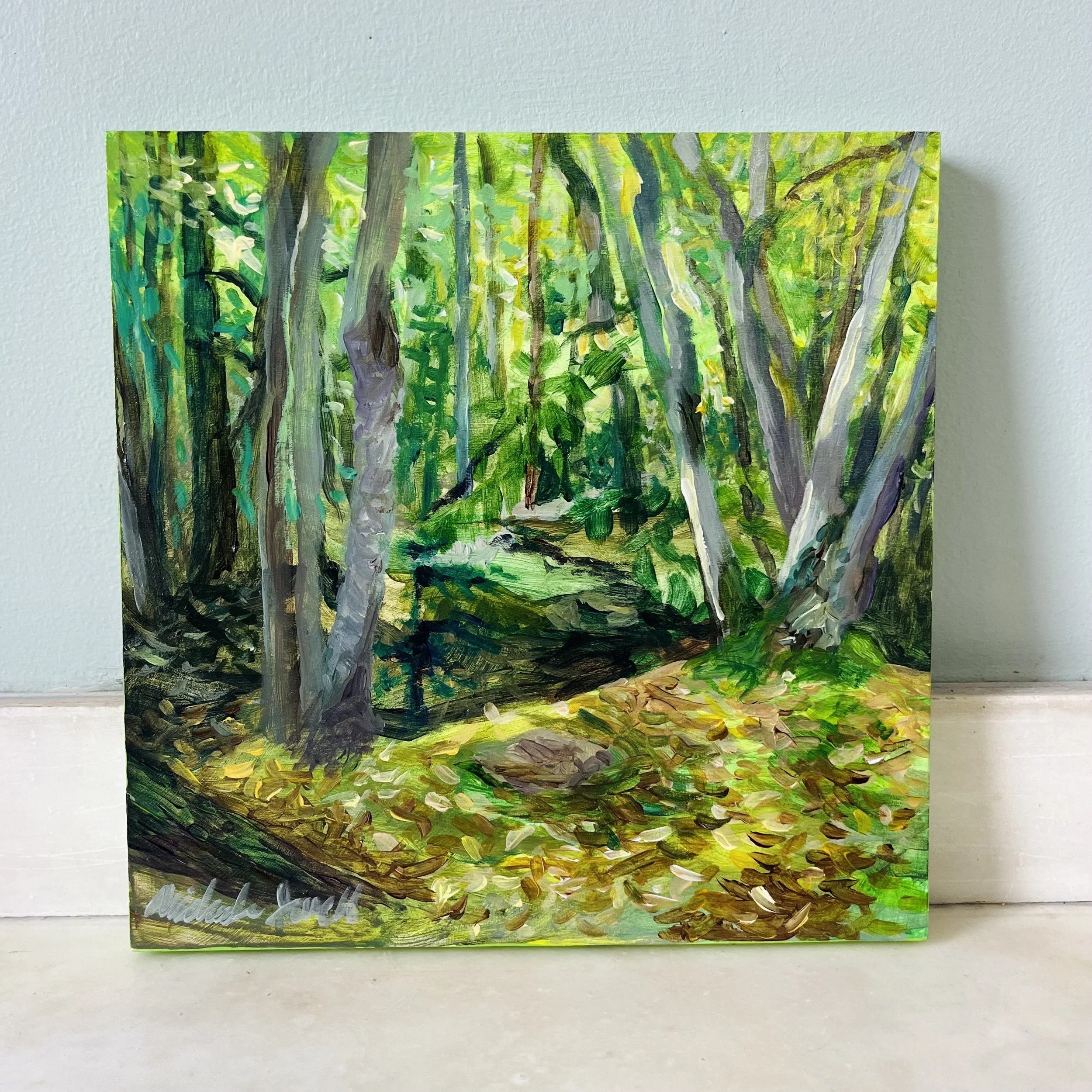 "Epsom, NH" 10x10 acrylic painting on wood panel