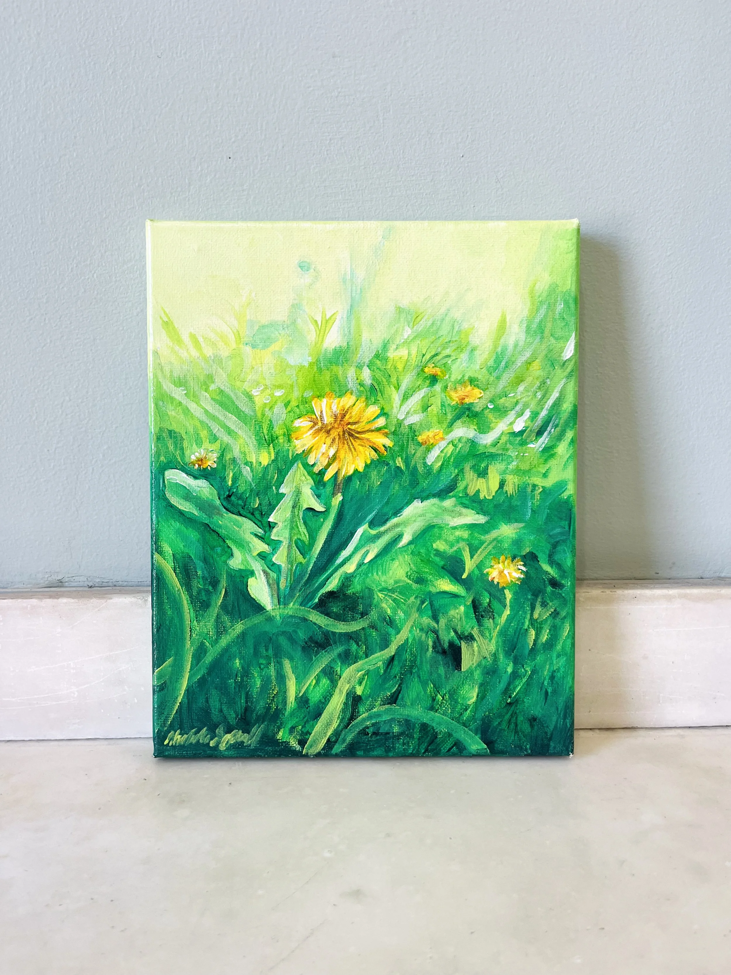 "Dandelion" 8x10 acrylic painting on canvas