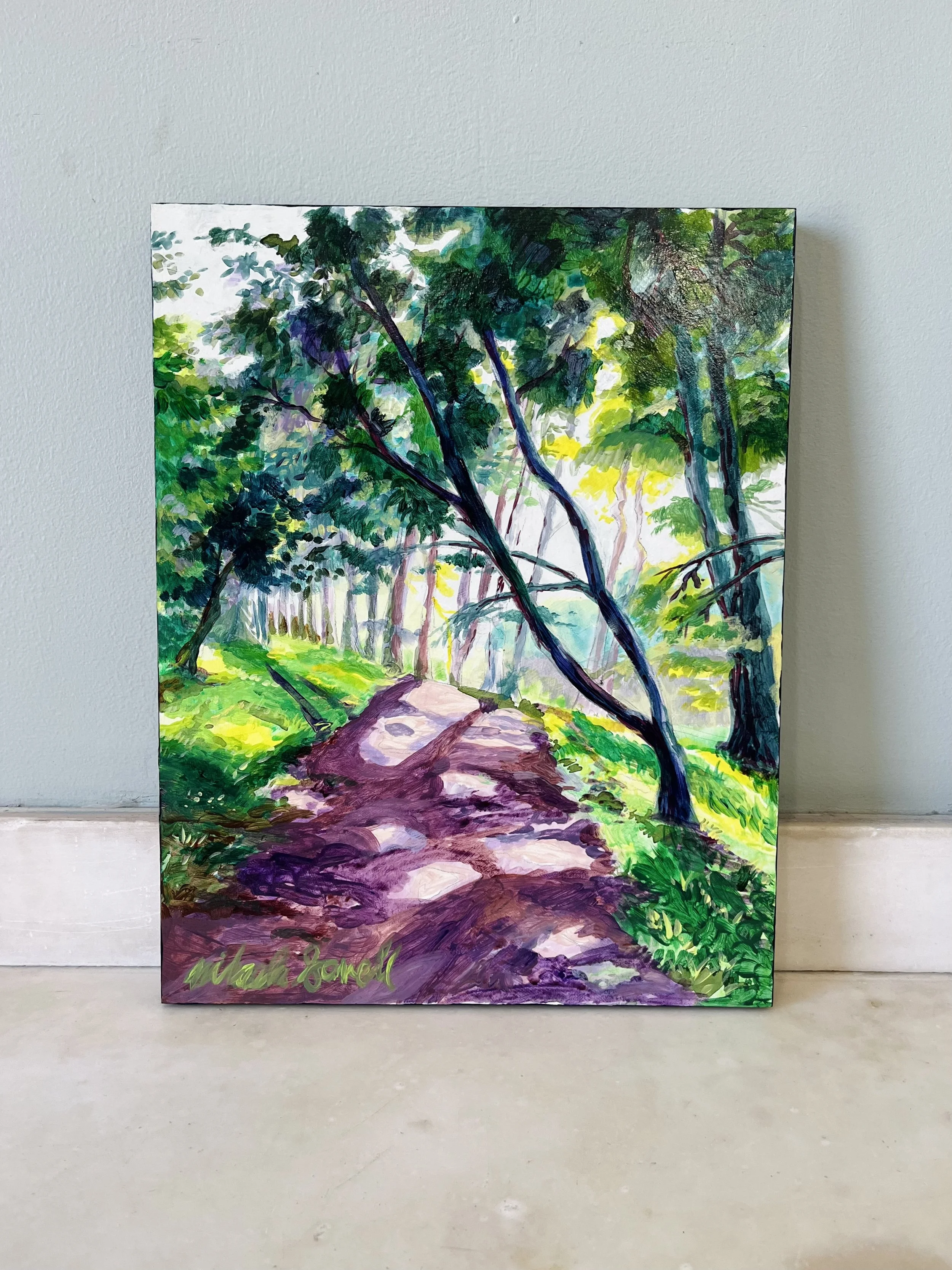 "The Arboretum" 11x14 acrylic painting on wood panel