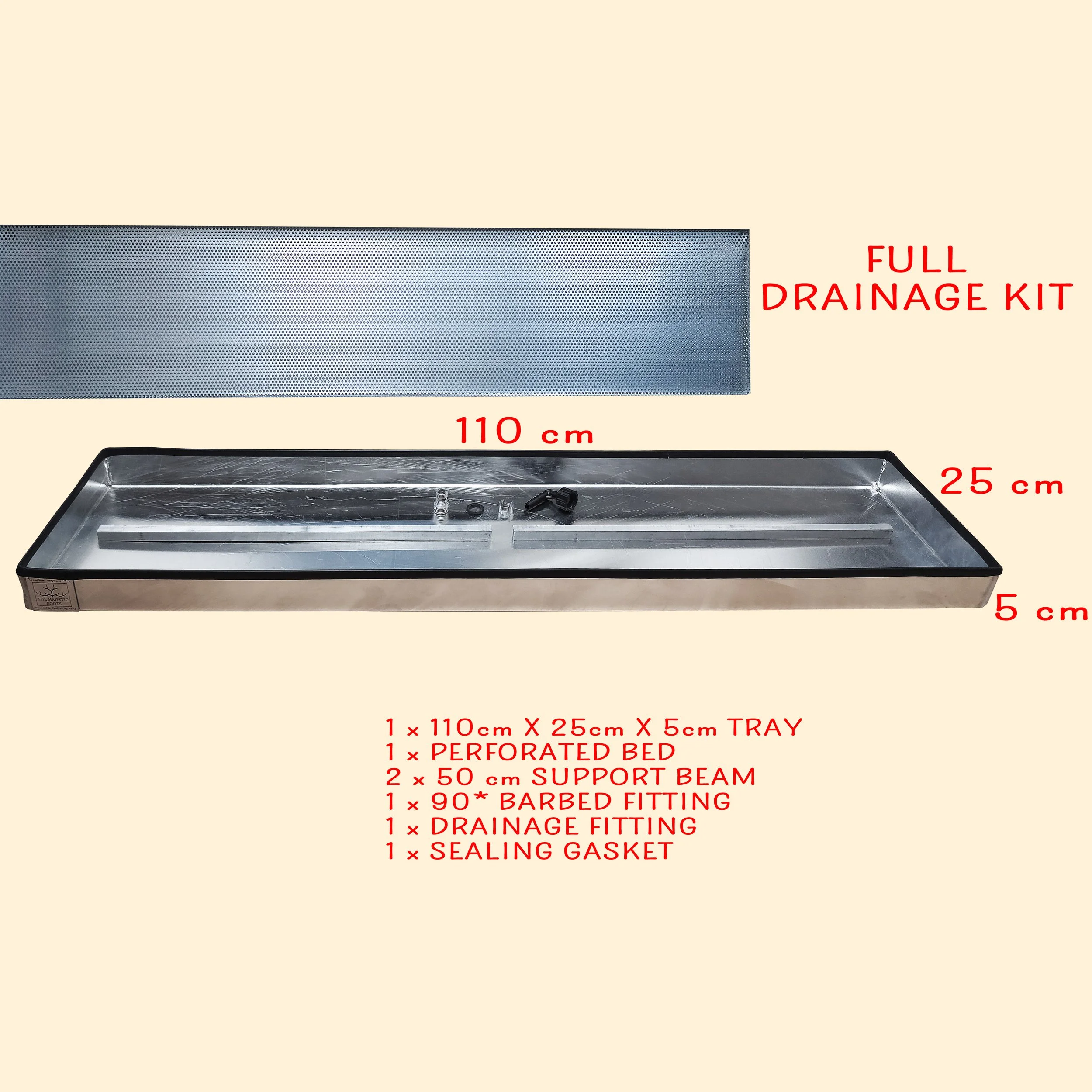110 cm x 25 cm - Complete System KIT (windowsill tray)