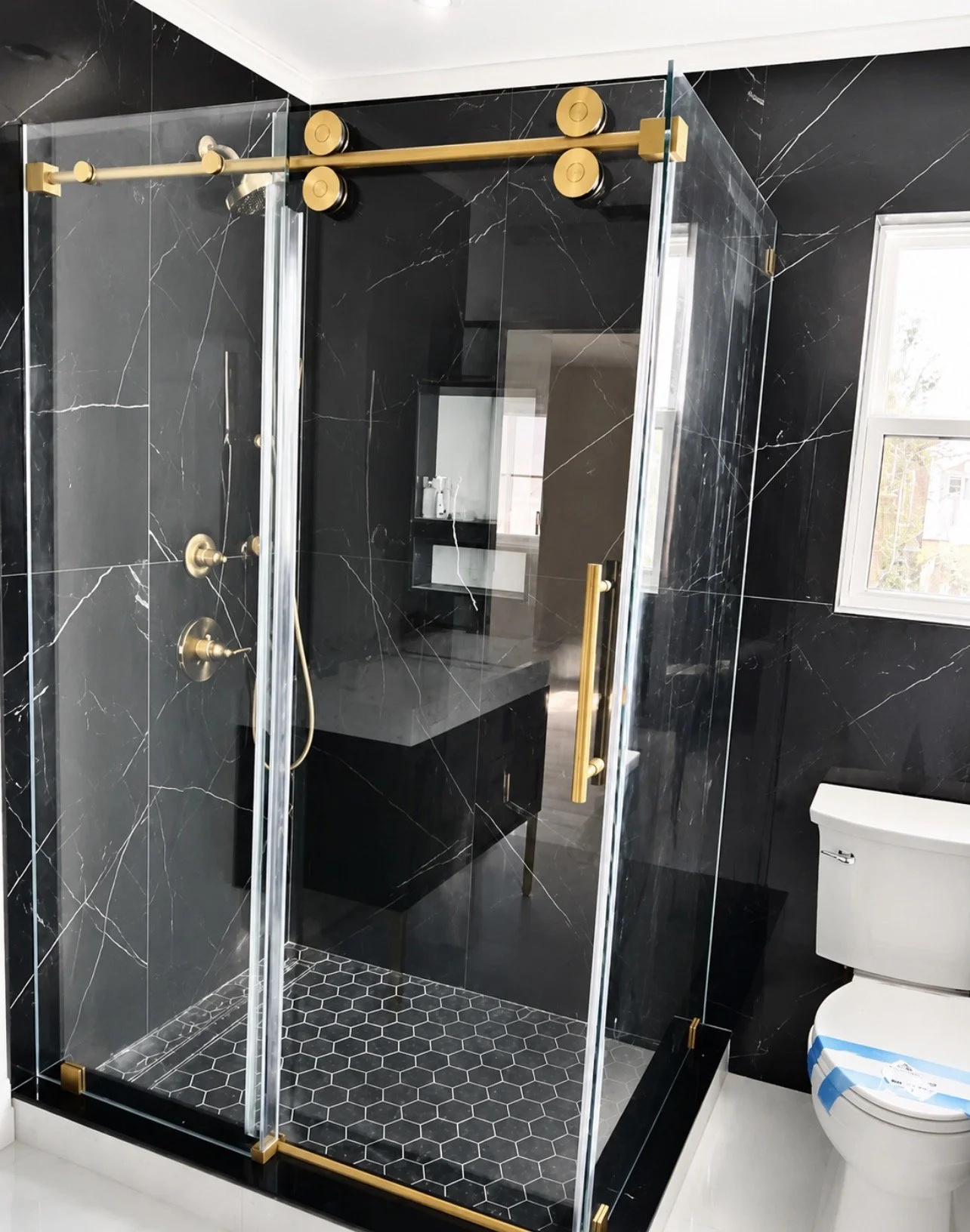 Frameless Shower Door - Gold