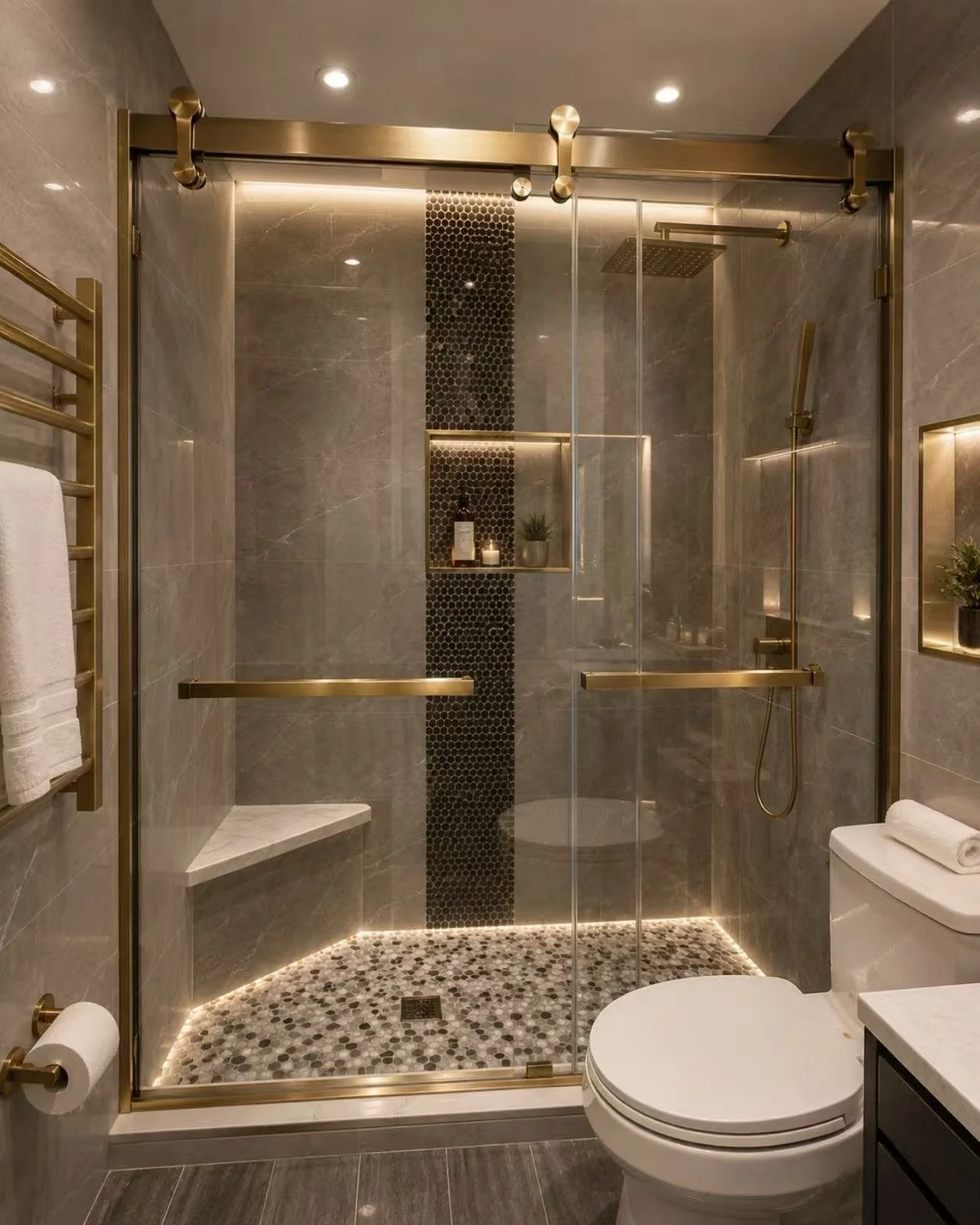 Frame Shower Door - Gold