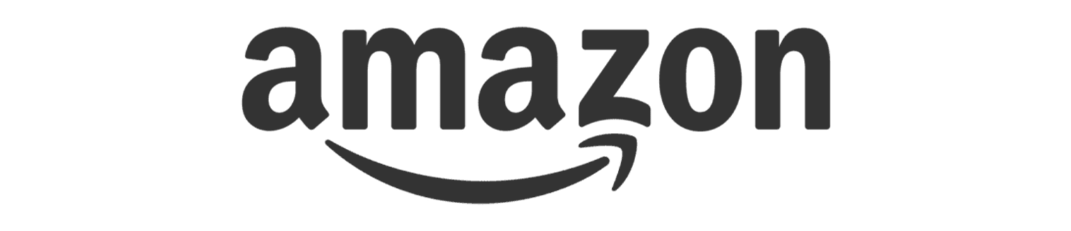 Black Amazon logo with lowercase text and curved arrow underneath