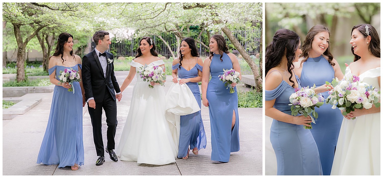 art institute chicago gardens bridal party picture