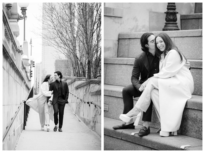 black-and-white-chicago-engagement-pictures