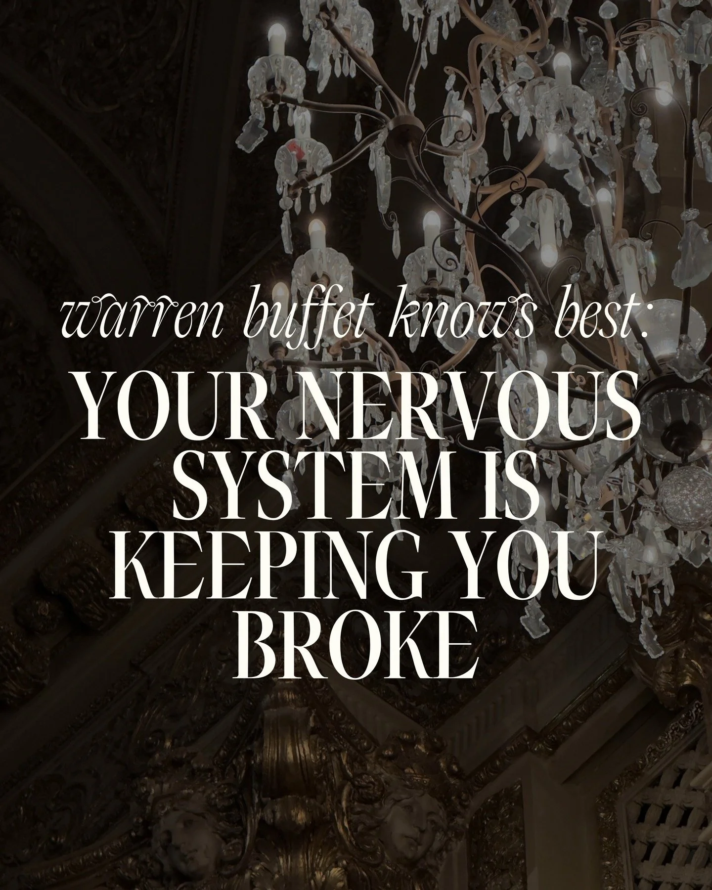 It&rsquo;s not your spreadsheet keeping you broke. It&rsquo;s your nervous system.

Warren Buffet didn&rsquo;t say &ldquo;get another certification&rdquo; or &ldquo;calculate harder.&rdquo; 

He said: ✨ Manage your emotions. ✨ Temperament over intell