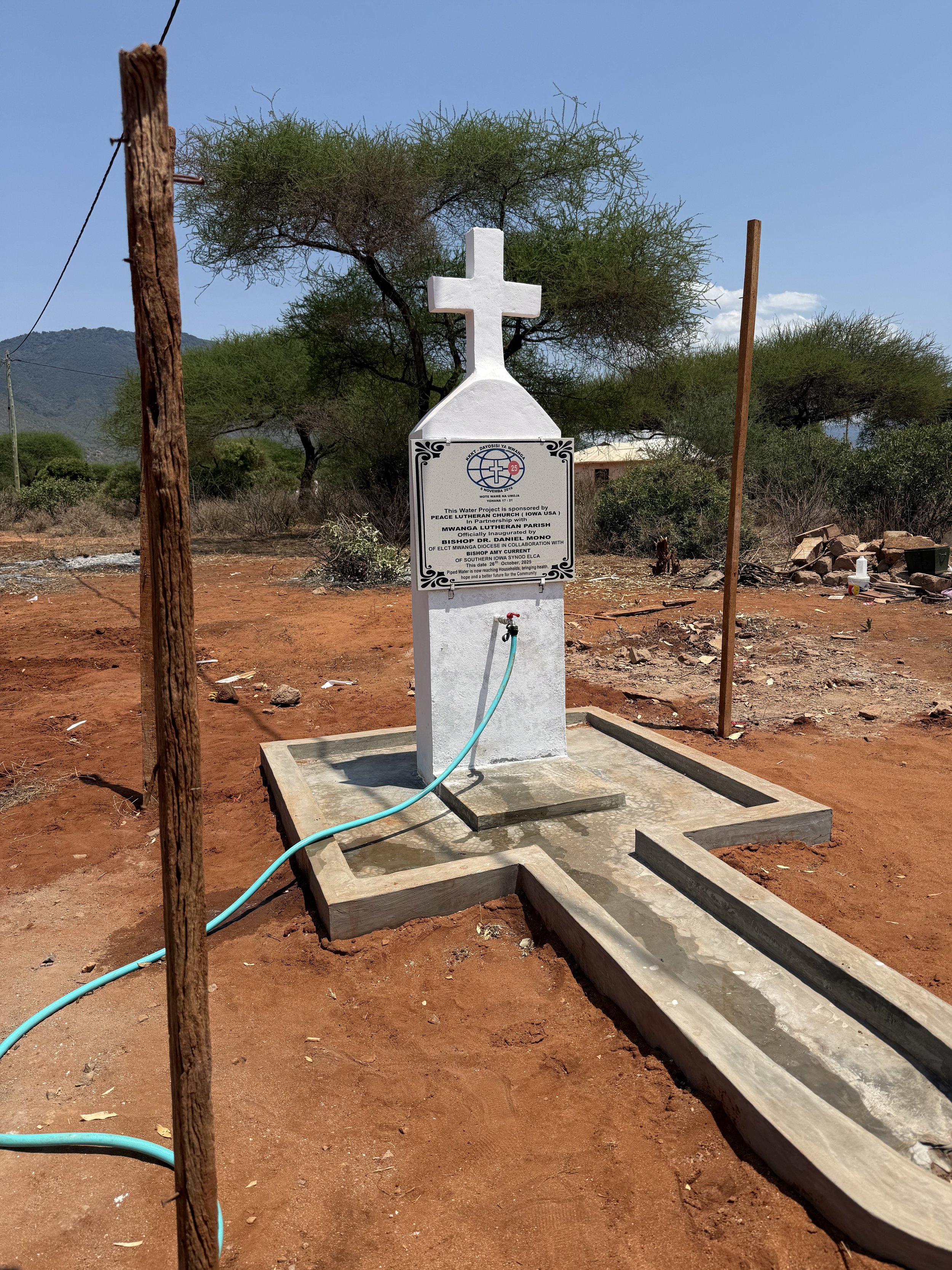 Water was used to clean up our after worship feast.