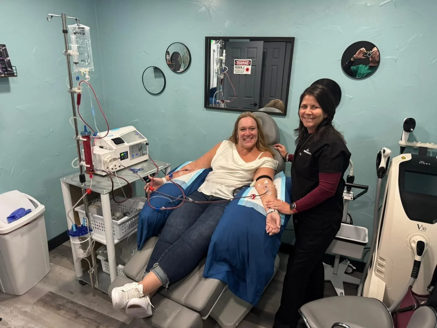 Woman recieving EBOO therapy at the Lyday Center in Green Bay, Wisconsin