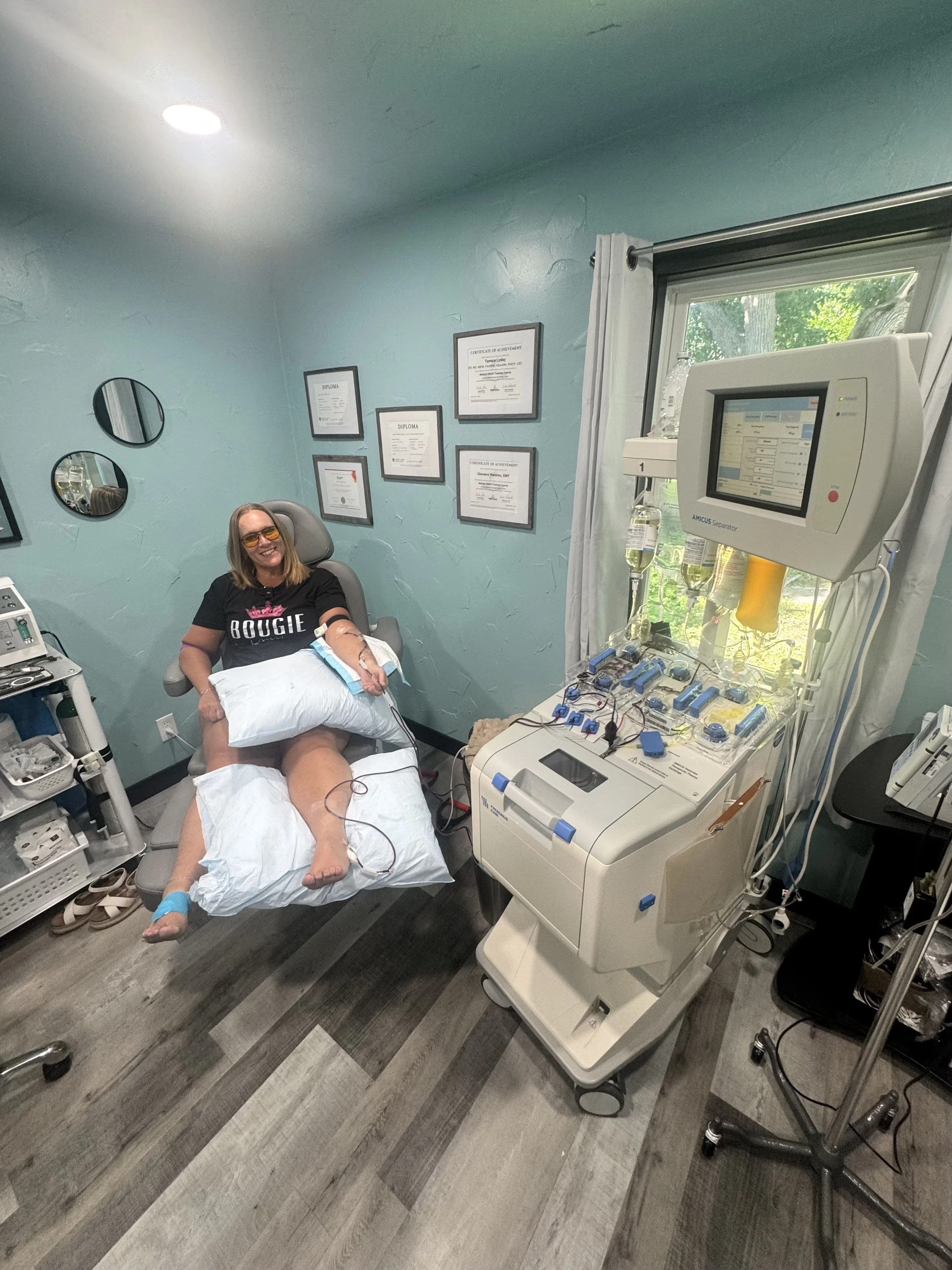 Woman receiving Theraputic Plasma Exchange at the Lyday Center in Green Bay, WI