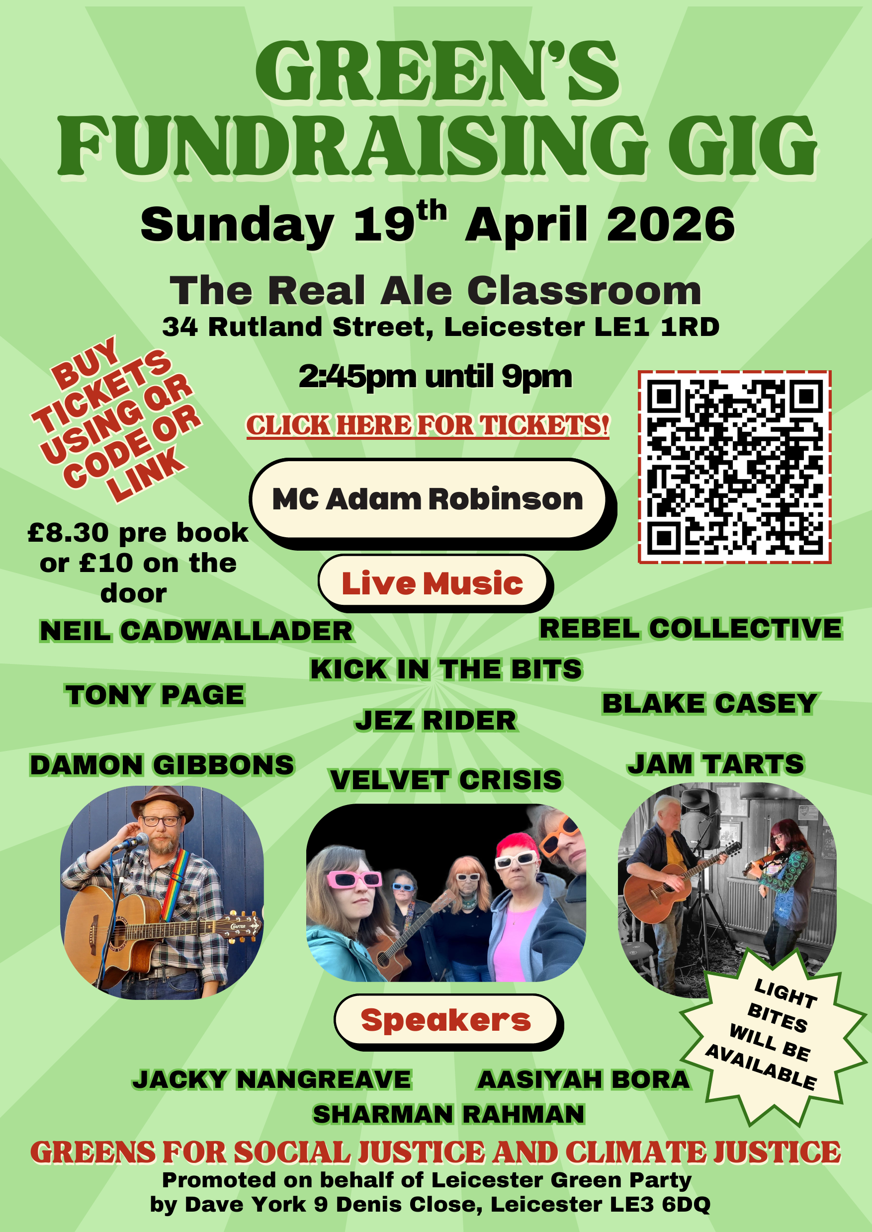 GREEN’S FUNDRAISING GIG | Sun 19th April