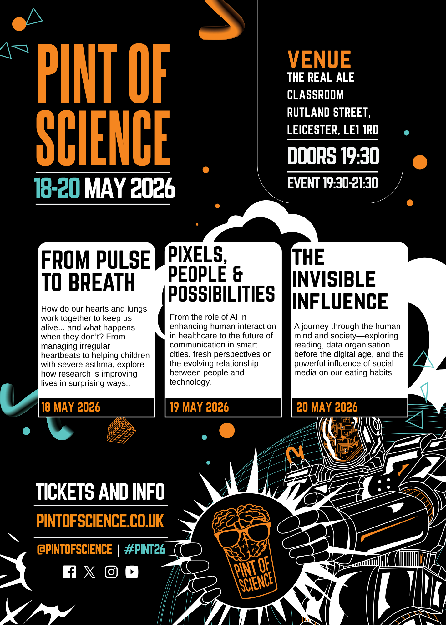 PINT OF SCIENCE 2026 | Mon 18th - Weds 20th May