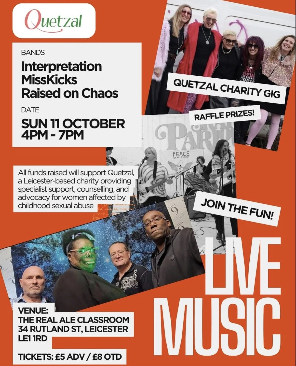 Sunday 11th October - Quetzal Charity Gig @ 4pm