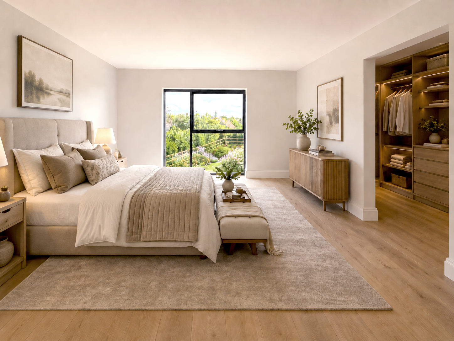Luxury en-suite bedroom with walk-in wardrobe in Broadway, Somerset