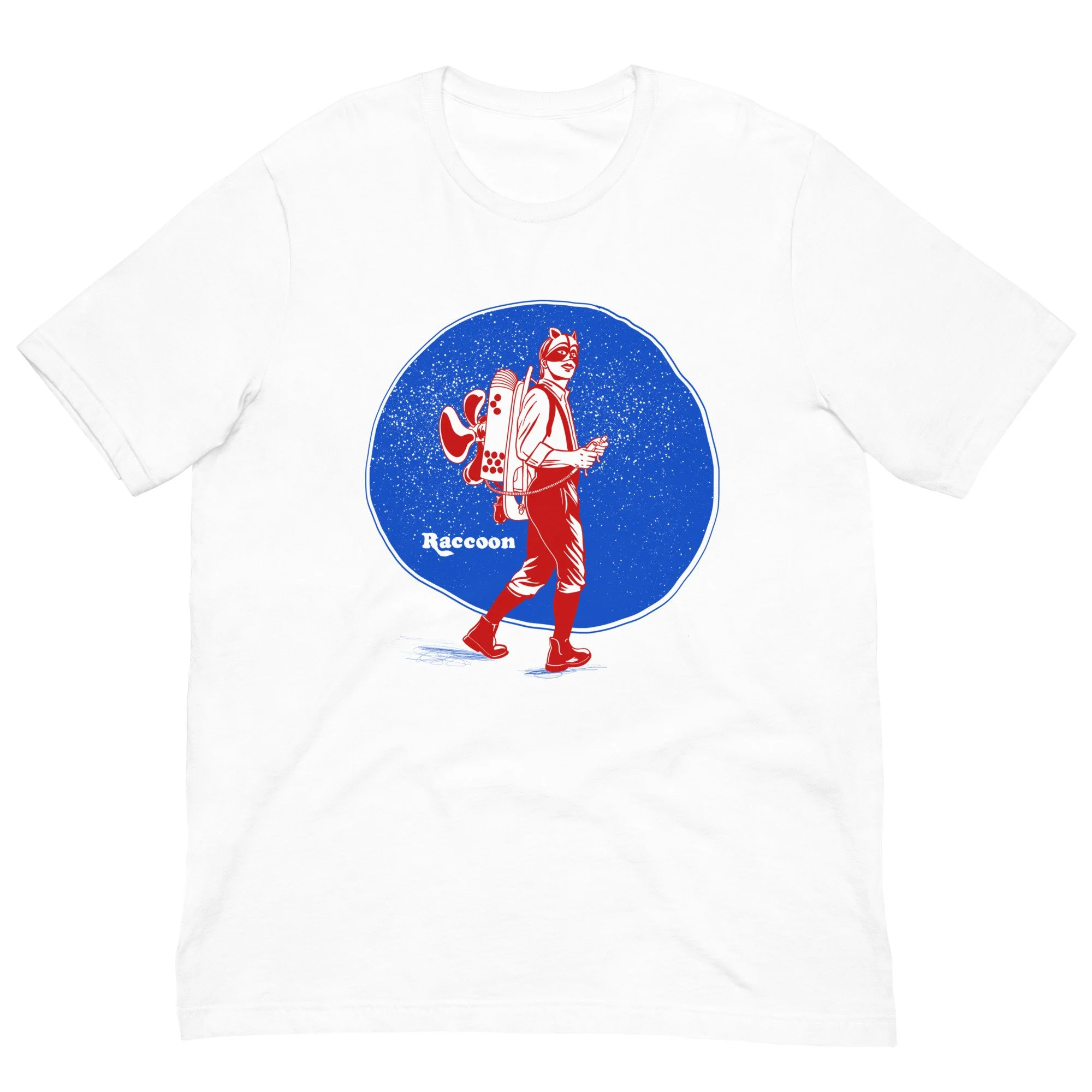 Space Red Raccoon on Blue