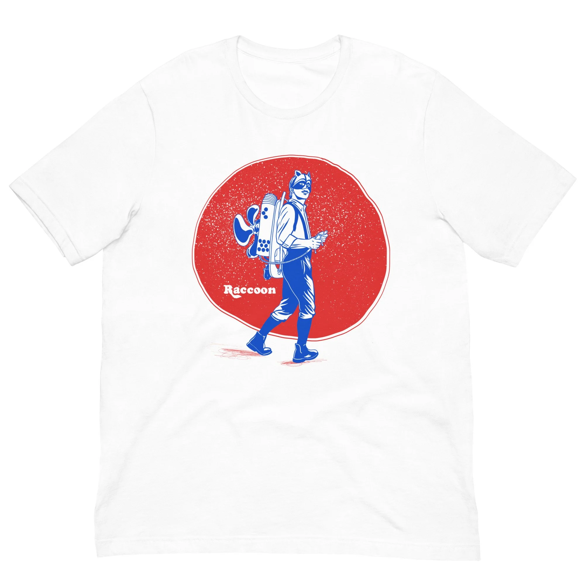 Space Raccoon Blue on Red