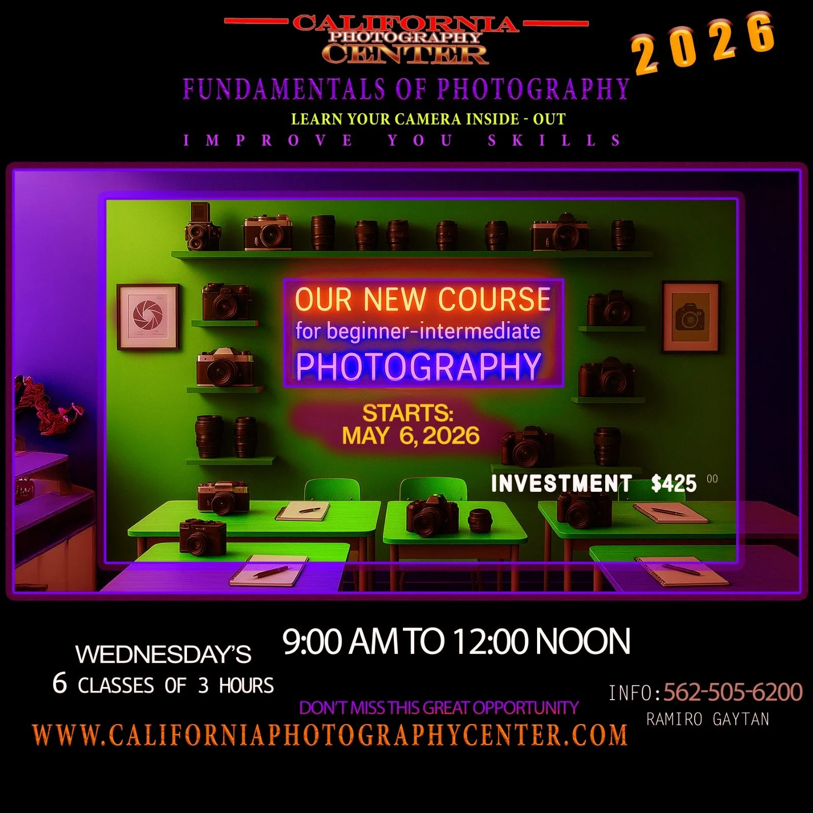 Beginner for intermediate Photography Course 9:00pm to NOON