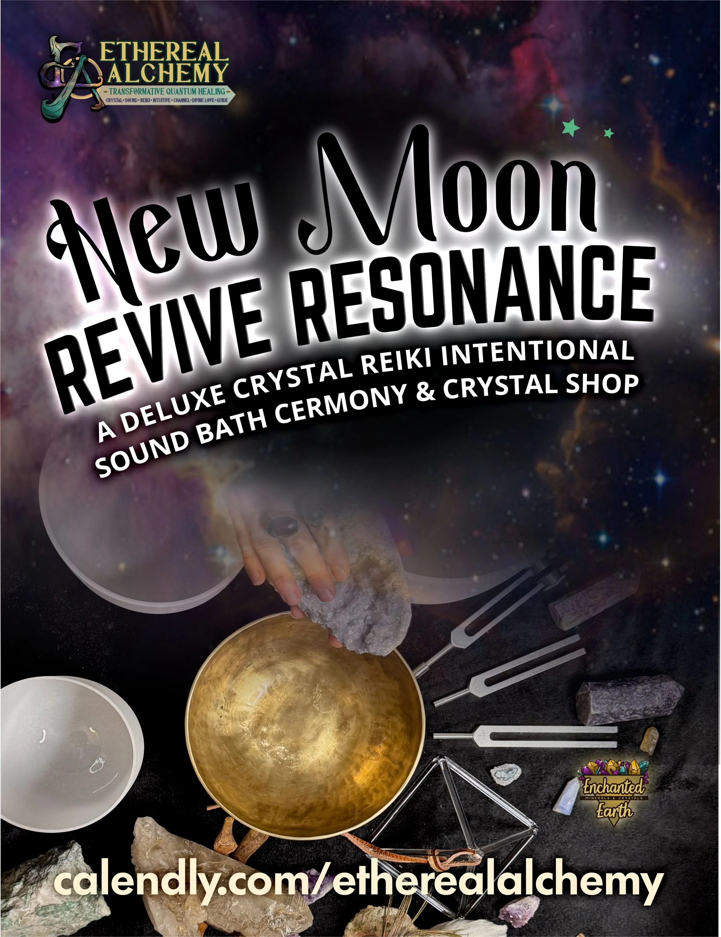 Revive Resonance New Moon Intentions: A Deluxe Sound Bath Healing with Tea, Crystals, & Reiki/Energy Work