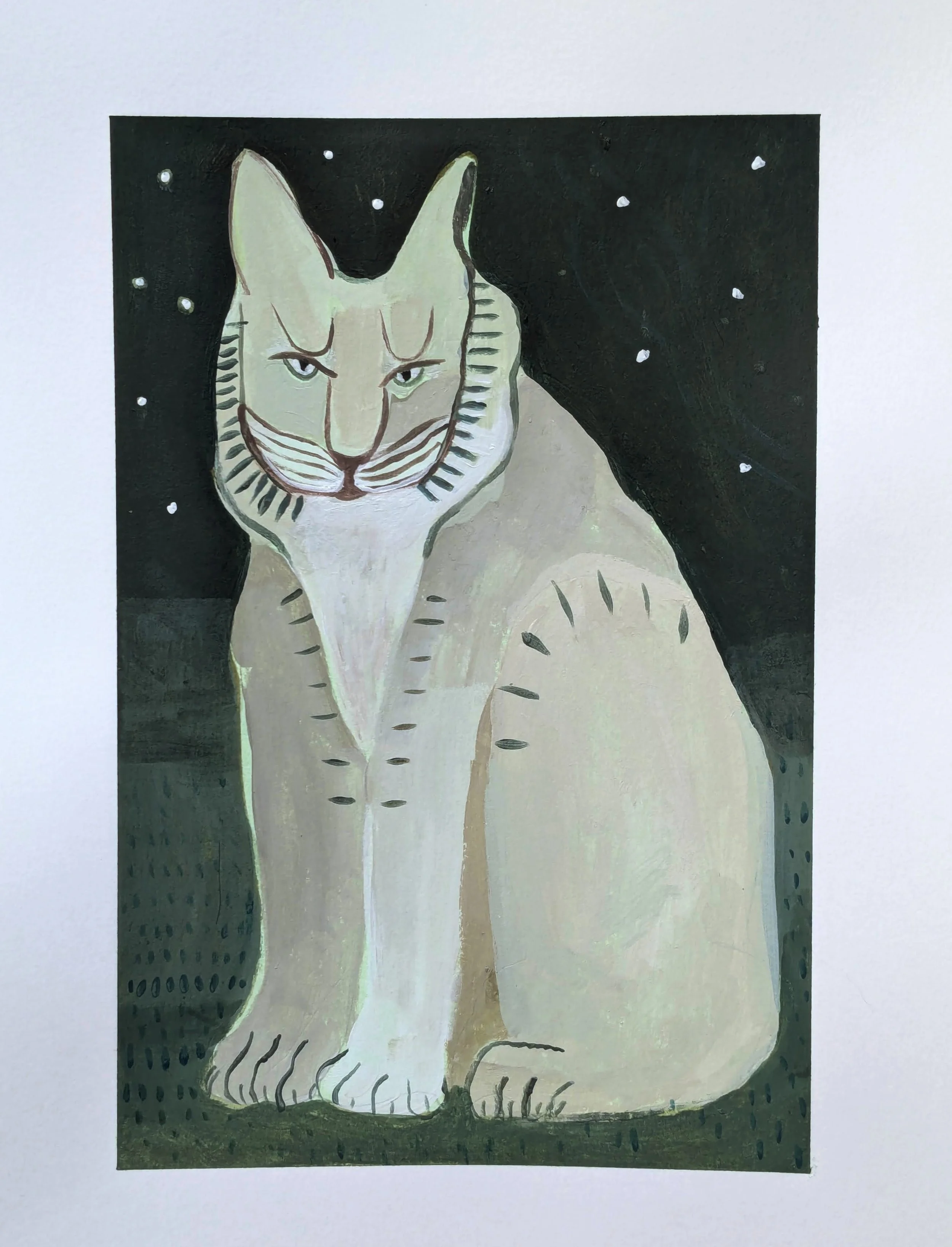 Seated Bobcat Painting
