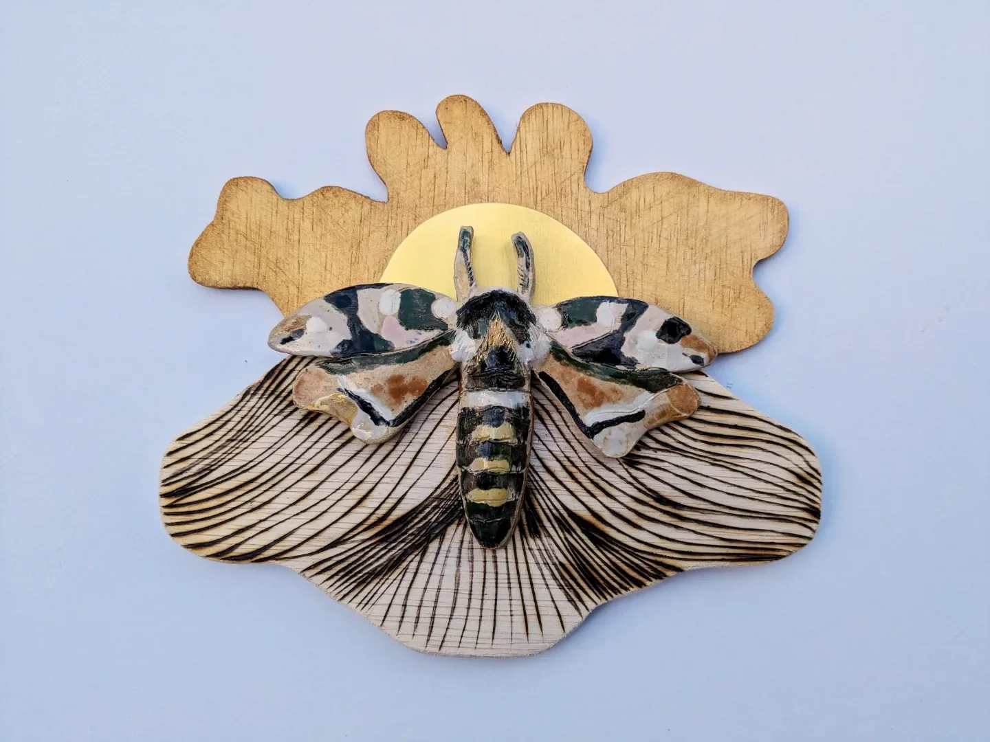 "Golden Hour"
ceramic, acrylic and brass on cut plywood