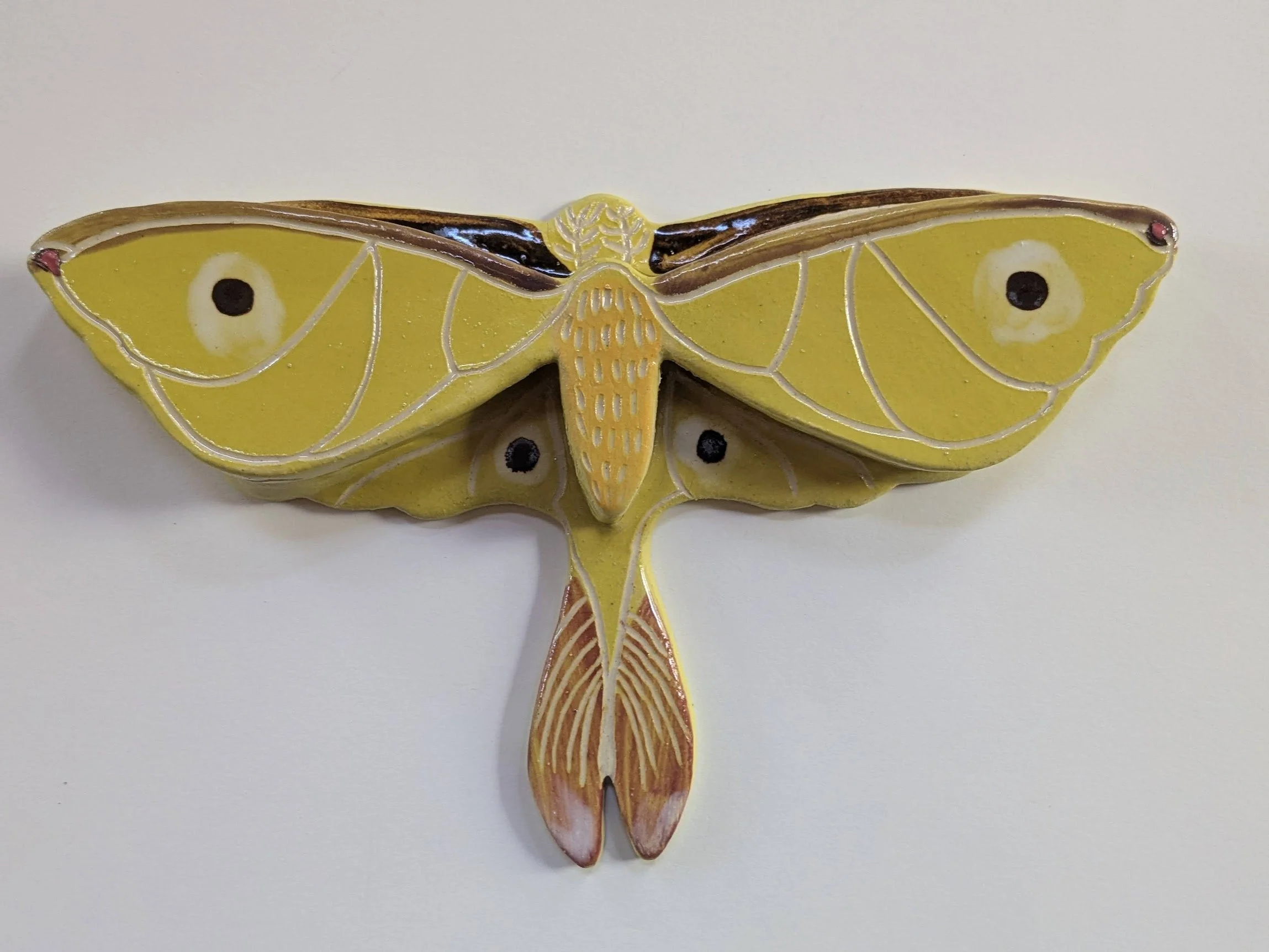 "Luna Moth"
ceramic 10"x6"