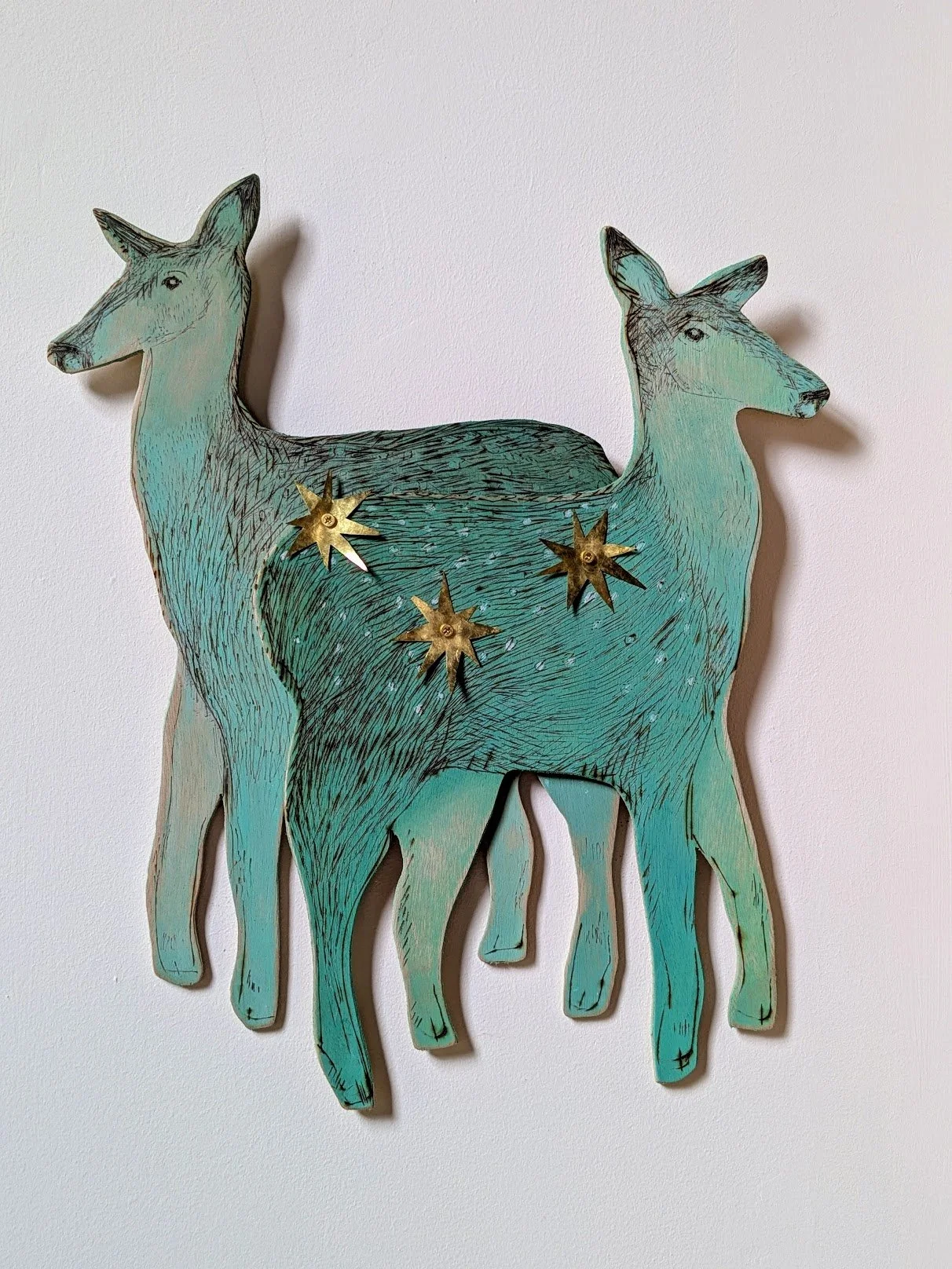 "Constellation"
acrylic and brass on cut plywood SOLD