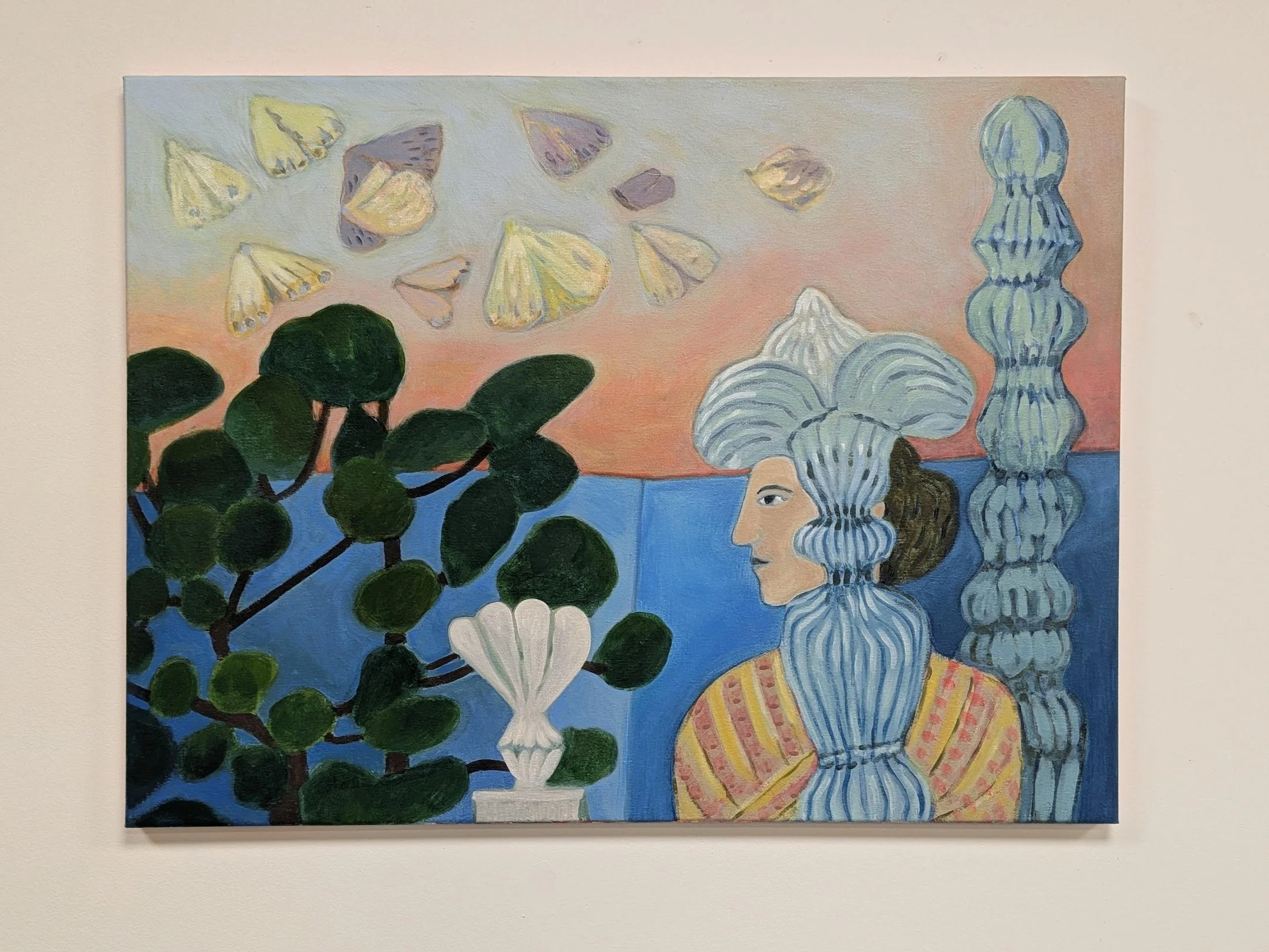 "Where I imagine I am- or walking in the sculpture garden at sunset"
acrylic on canvas 18"x24