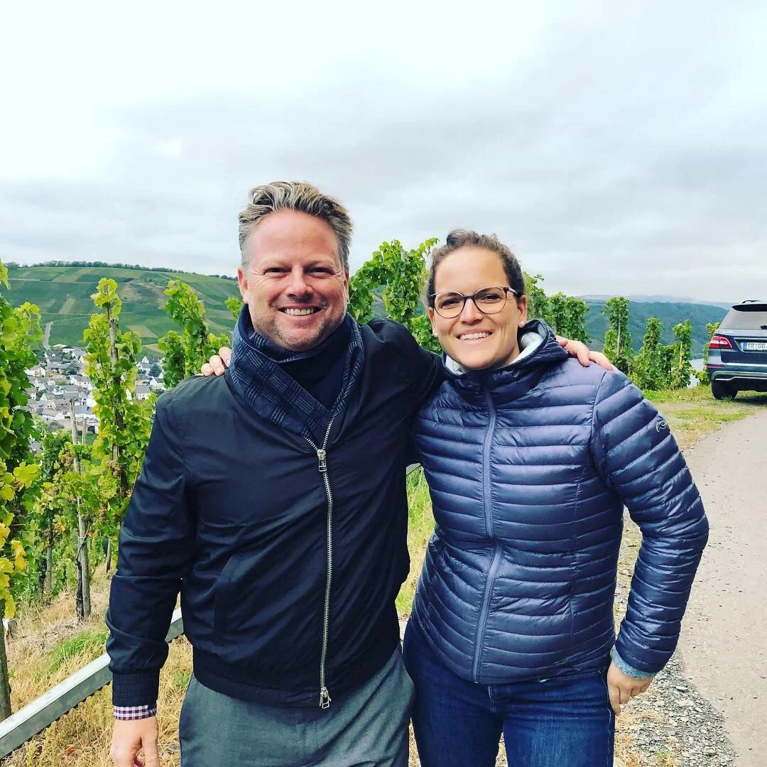 Peter Baedeker with 13th generation winemaker and owner of Grans-Fassian in the Mosel, Germany at their Trittenheimer vineyard