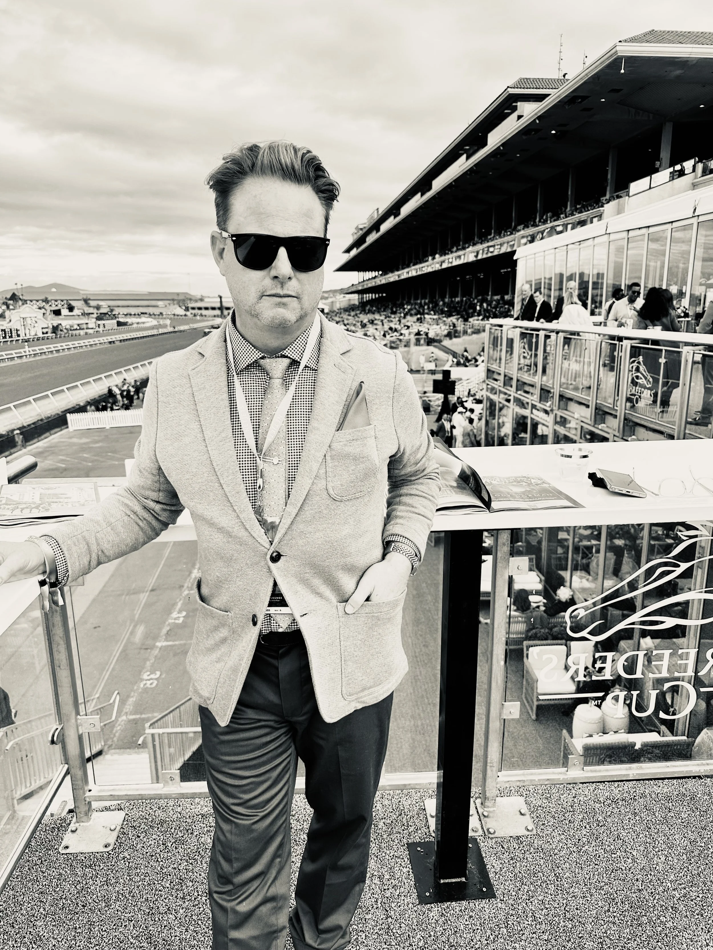 Peter Baedeker standing at the NetJets Pavilion at the Breeder's Cup at Del Mar Race Track