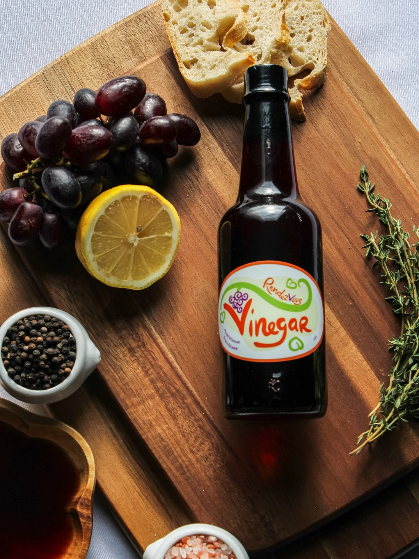 Nothing better than homemade! C&rsquo;est fait avec le c&oelig;ur - It&rsquo;s made with the heart ❤️ Our house-made red wine vinegar is for sale! Bringing love from our kitchen to yours! Available here at RendezVous, treat yourself or your neighborh