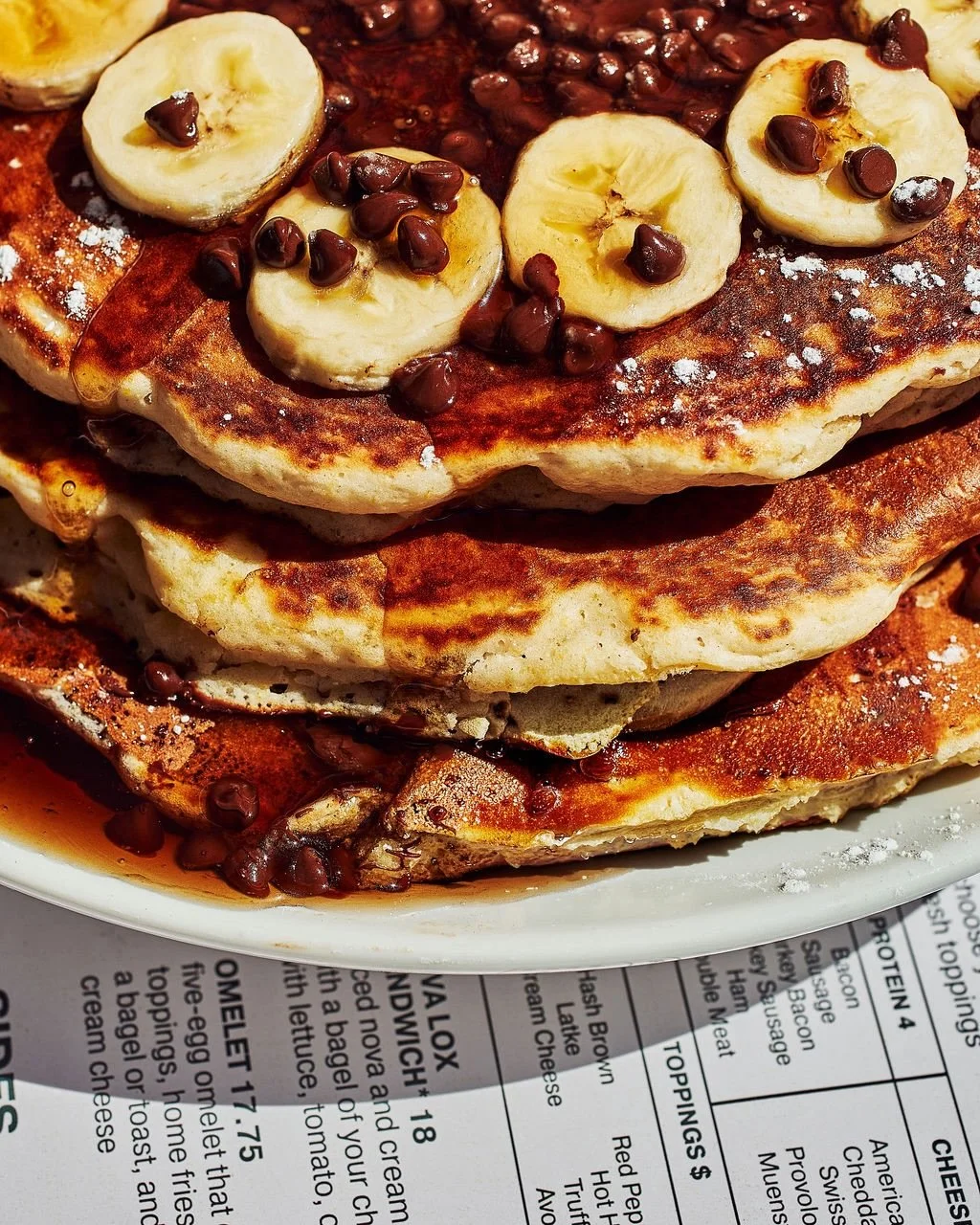 The kind of pancakes you don&rsquo;t share 😮&zwj;💨 Order our Chocolate Chip Banana Pancakes
