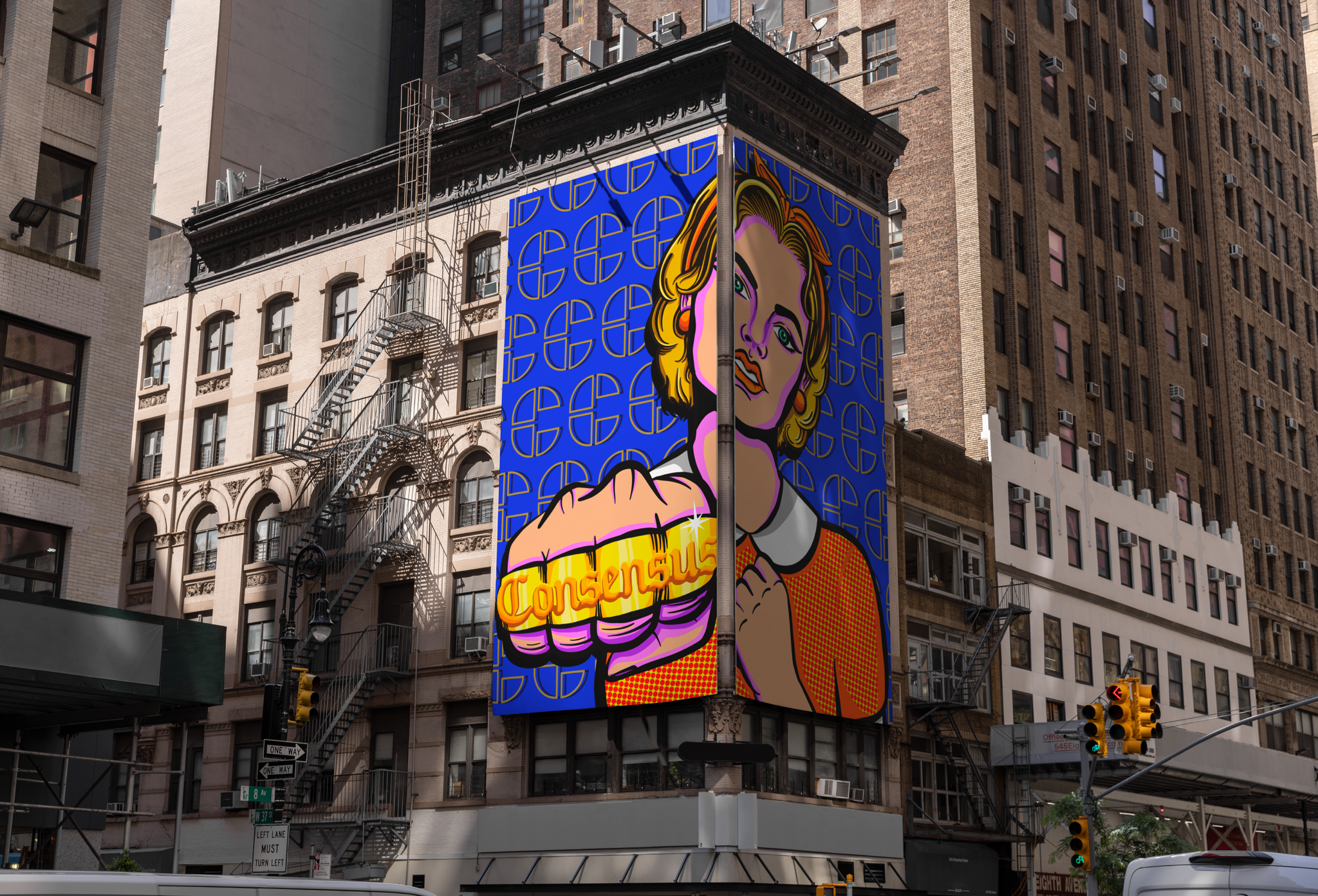 Consensus by Coindesk mural by Sara “Sparky” Baumann