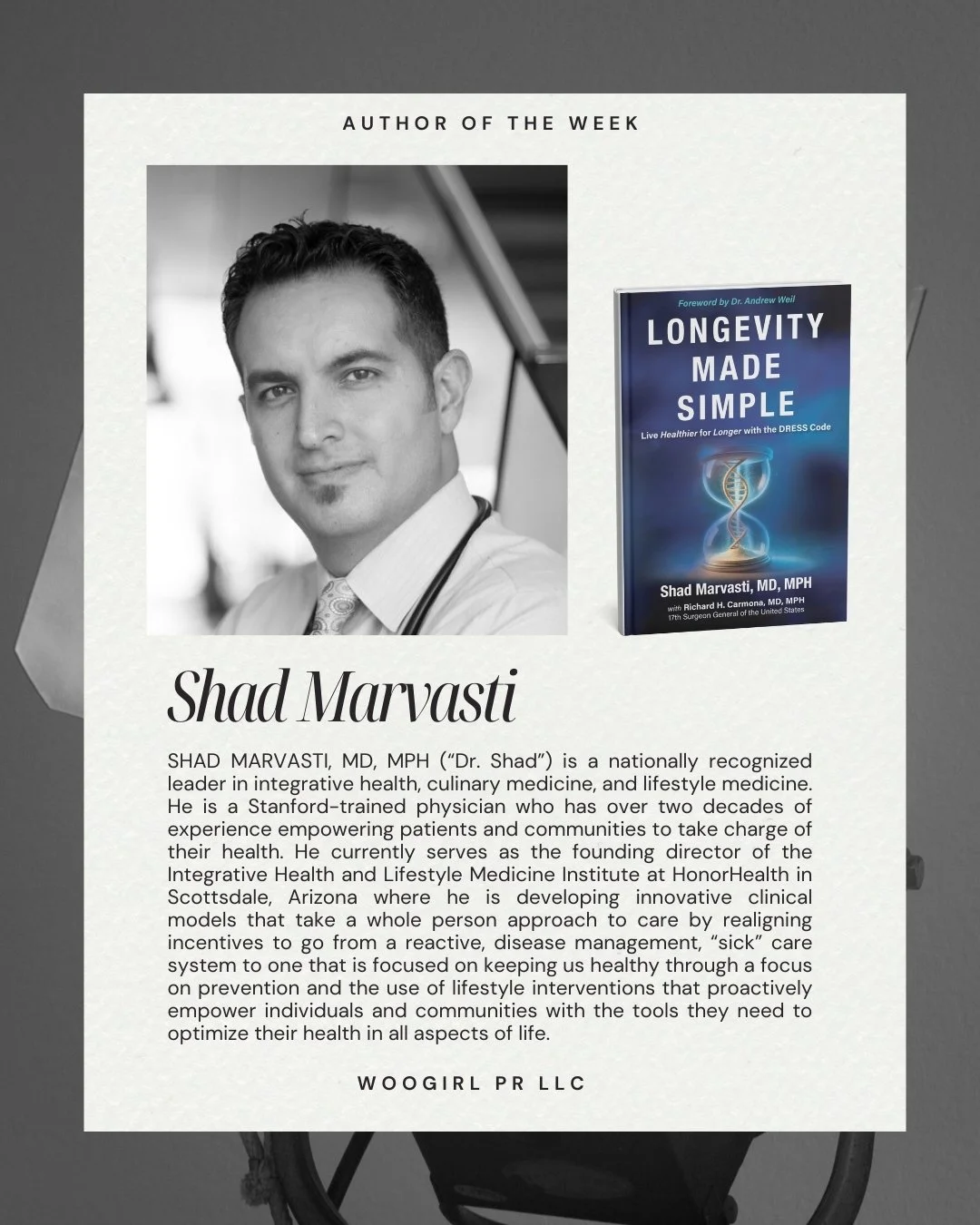 Meet Shad Marvasti, MD, MPH&mdash;known to many as Dr. Shad&mdash;a Stanford-trained physician and nationally recognized leader in integrative health, culinary medicine, and lifestyle medicine.

For more than two decades, Dr. Shad has been on a missi