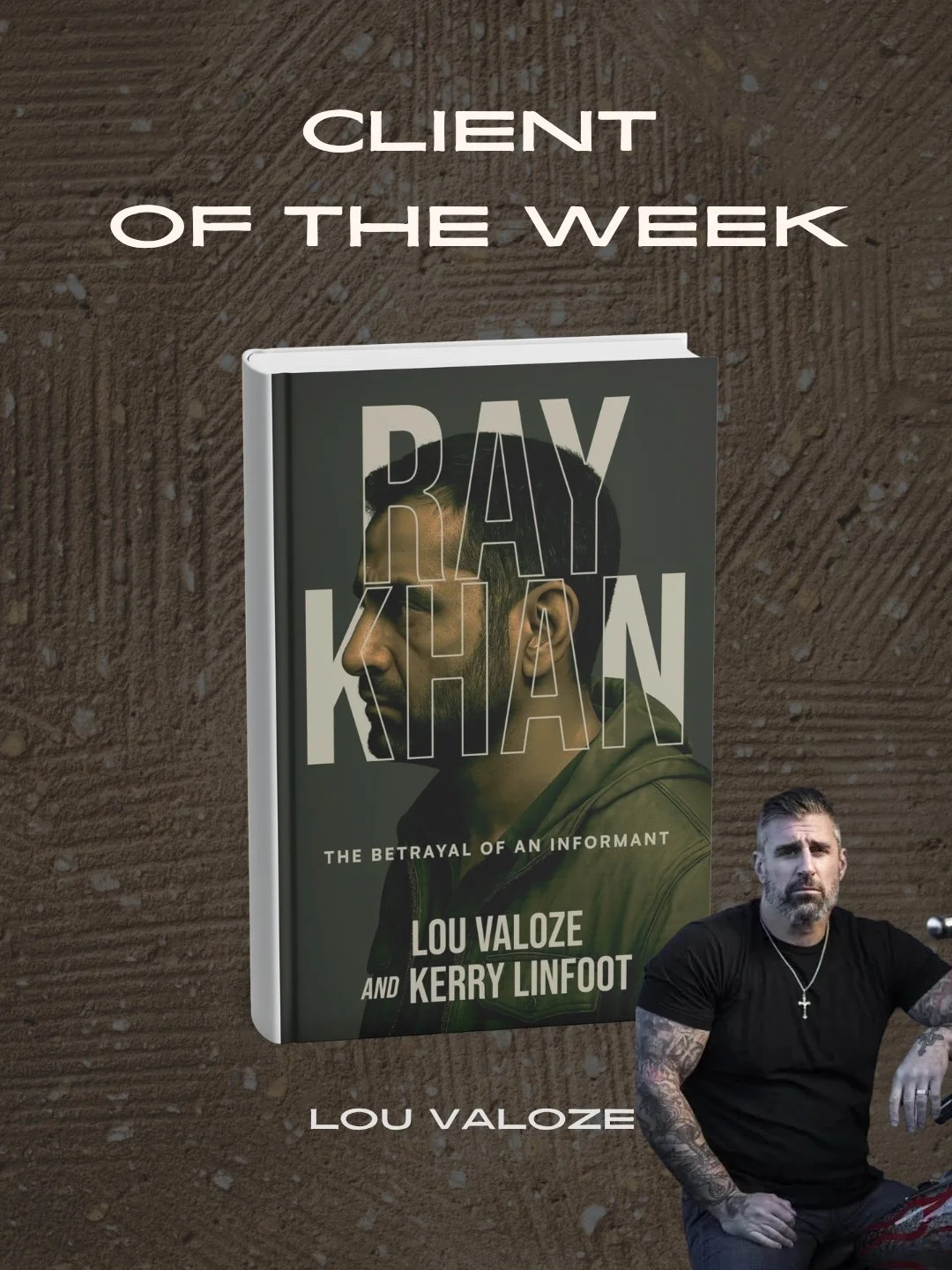 CLIENT OF THE WEEK: @louvaloze 

Former ATF undercover agent. Over 20 years infiltrating violent criminal organizations. The only agent in history to purchase more than 1,000 crime guns undercover. Now, he's telling the story he couldn't tell before.