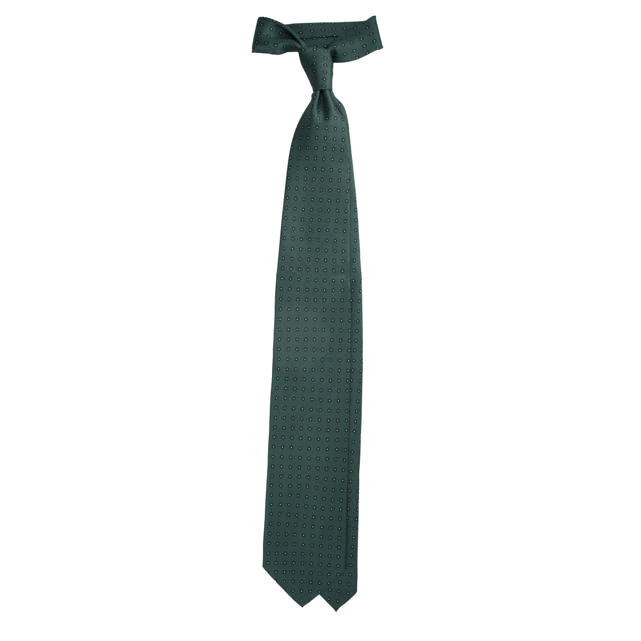 Serà Fine Silk Green Italian Silk Tie with Green Micro Flower Pattern