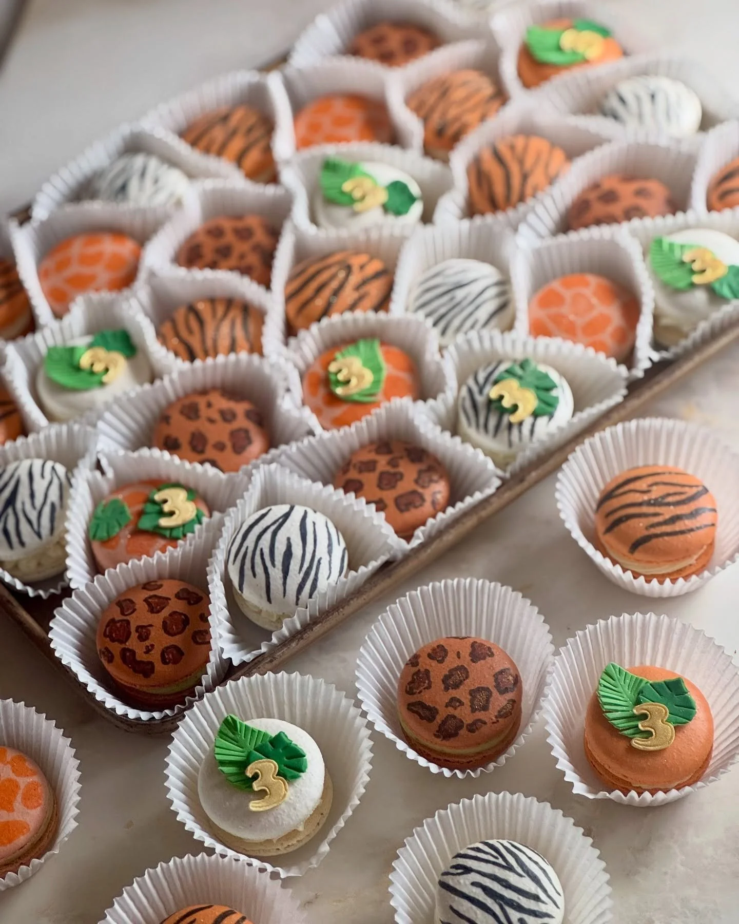 Go wild for your next event with our custom-designed macarons!
From jungle themes to elegant florals &mdash; we bring your vision to life, one delicious detail at a time.

Perfect for birthdays, baby showers, weddings &amp; more!
Let your sweets stea
