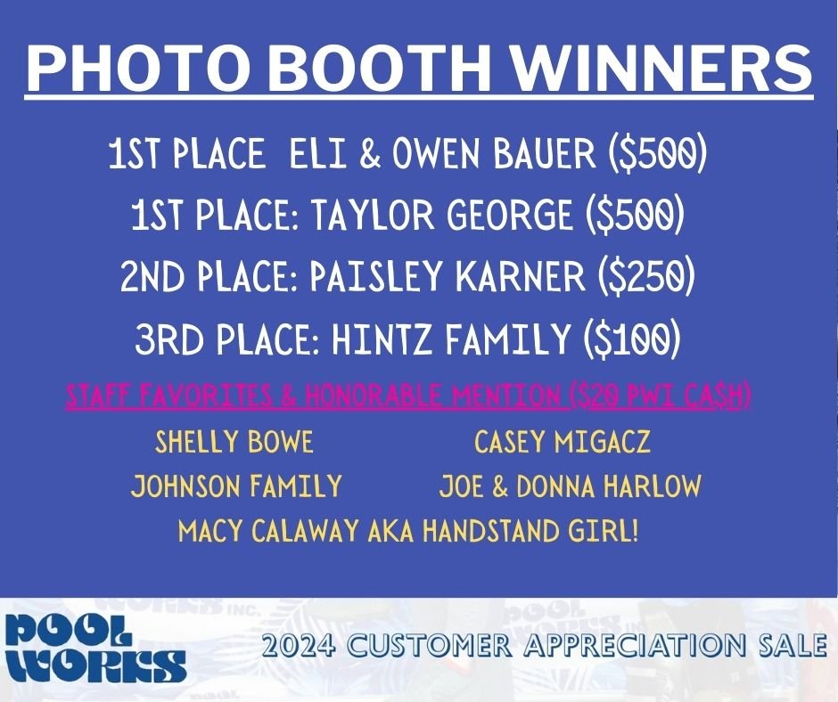 Thank you to everyone who participated, voted and took part in this year's Customer Appreciation Photo Booth Contest. We were BLOWN AWAY with how many people liked, shared and competed to win the coveted prize. 

If anyone was watching FB on Monday a