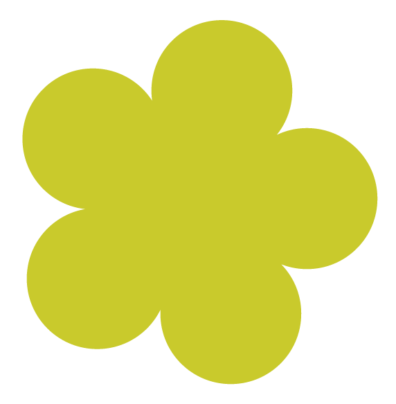 A large, stylized green clover-like shape with five rounded lobes against a black background.