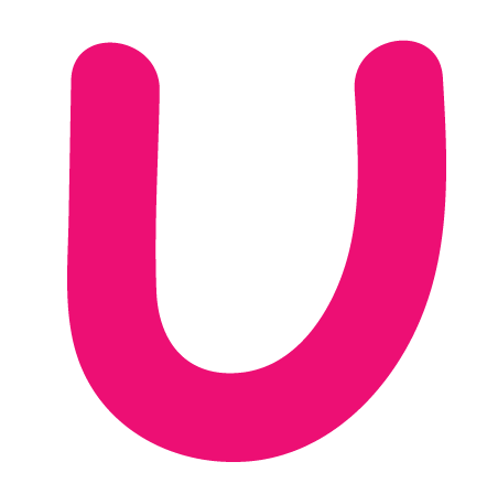 A large, pink, uppercase letter U.