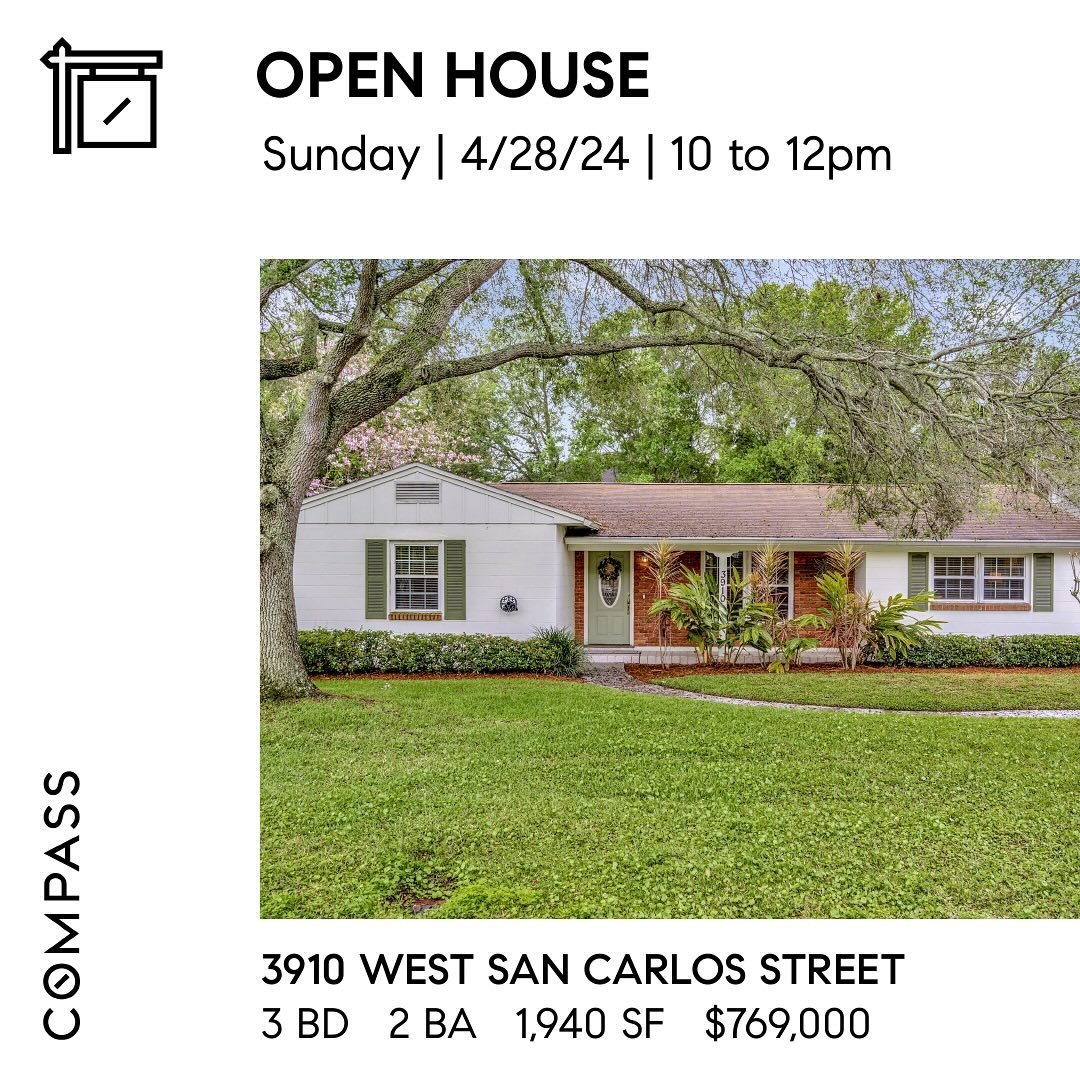 OPEN HOUSE ⭐️ Sunday 10 am to Noon ⭐️ 

💲 769,000
🏠 3 beds/2 baths
📐 1,940
🌴 Grade A schools Mabry, Coleman, Plant

DM me for a private showing or any questions.

🅛🅔🅣🅢 🅒🅞🅝🅝🅔🅒🅣
@tamparealtor_sheila

𝗦𝗵𝗲𝗶𝗹𝗮 𝗖𝗮𝗹𝗶𝘀𝘁𝗿𝗶 𝗣𝗔, ?