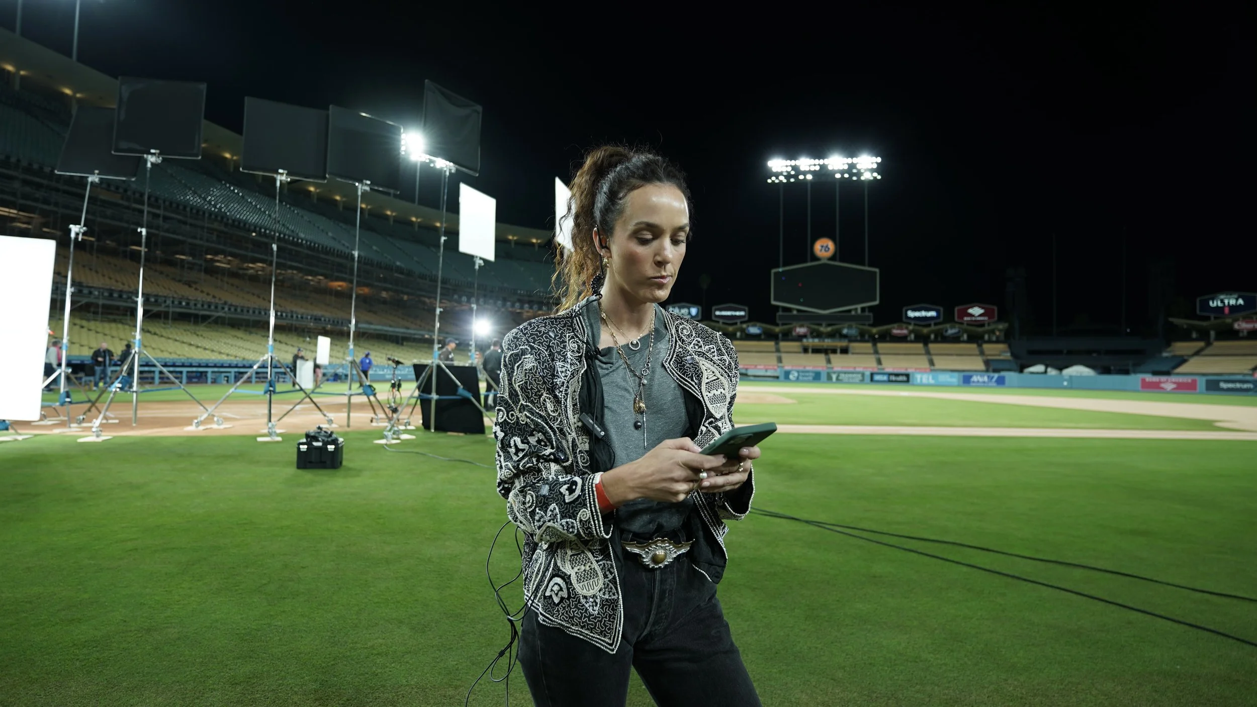 Mel Loncich on set as Line Producer of commercial shoot.