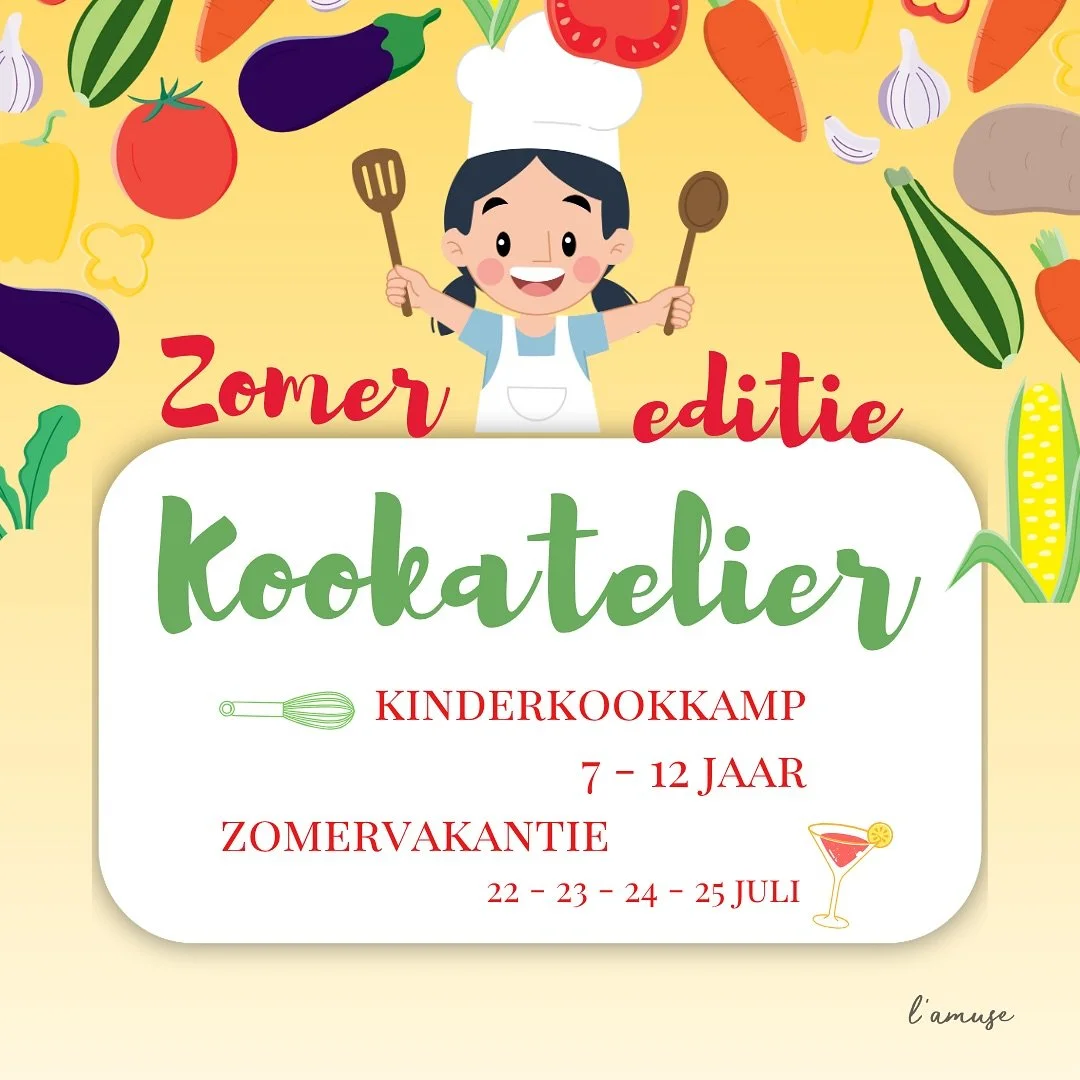 Joehoeee 👋 we zijn er weer met superleuke kookworkshops voor de Chefs in wording! @restaurant_lamuse 🥳🧑&zwj;🍳🔥🥘🥞🍭 voor kinderen tss 7 en 12 jaar, 22-23-24-25 juli