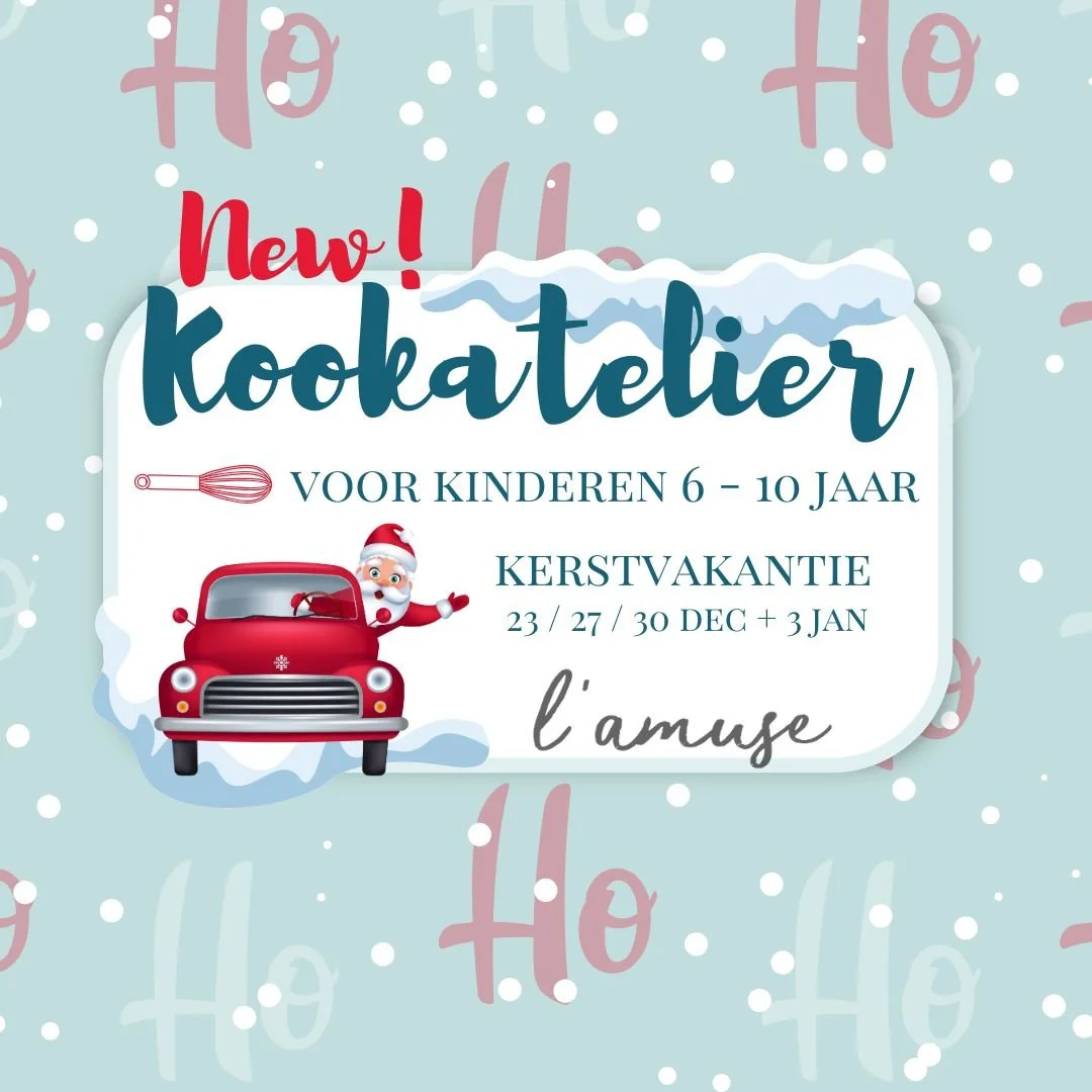 Nieuw! In de kerstvakantie organiseren we kinderkookworkshops 🎄🔪👨&zwj;🍳 (6-10jaar)
Er zijn 4 dagen (telkens van 8.30u tot 16u) gepland die samen of apart kunnen worden geboekt.
23 dec KERST 🎄🎅
27 dec NIEUWJAAR 🥂🥳🎉
30 dec NIEUWJAAR 🎆💃
3 jan