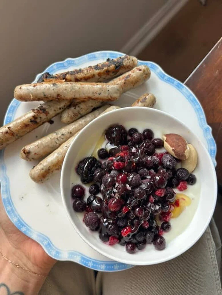 Weekend rule: don&rsquo;t skip the sausage. 

Organic protein powered by Bilinski&rsquo;s. 🌱 🫐