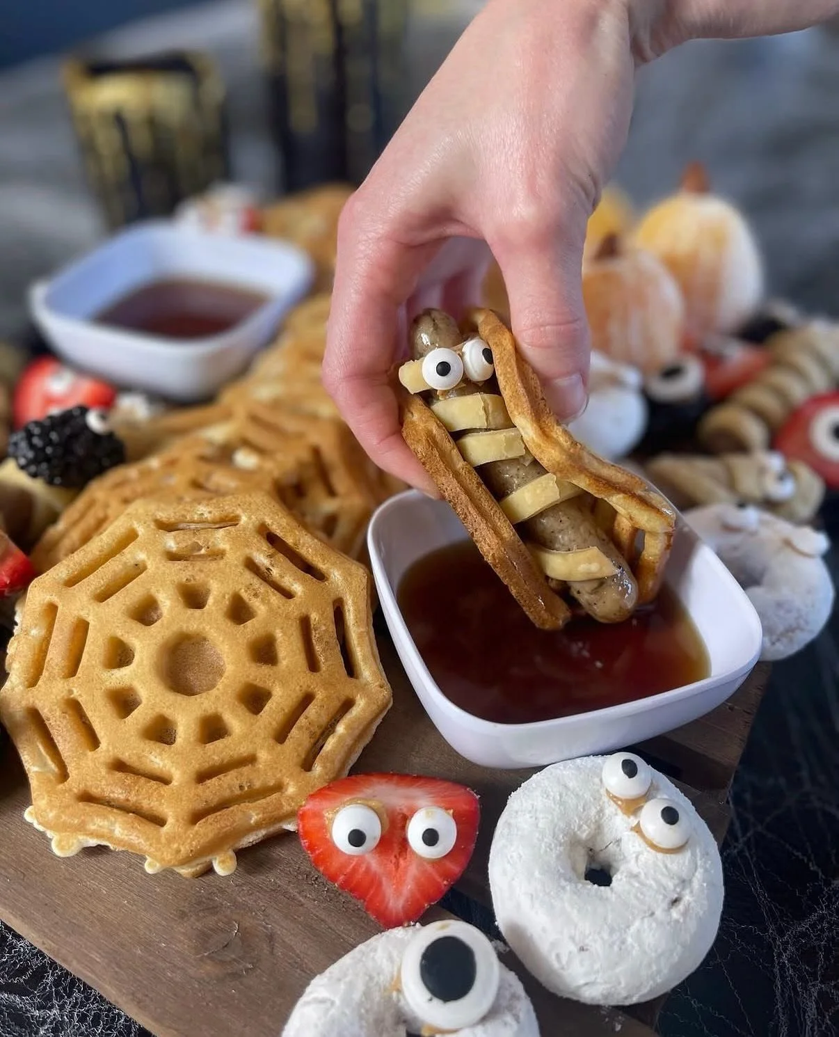 The trick? Candy eyes. 👀 

The treat? Bilinski's mummies! (Just add crescent dough!)

Turns out, the scariest thing about this spread is how fast it disappears! 👻 🕸️