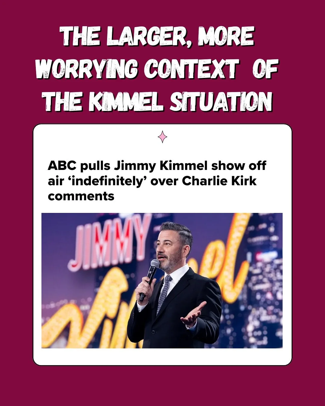 The larger context of the Kimmel situation.