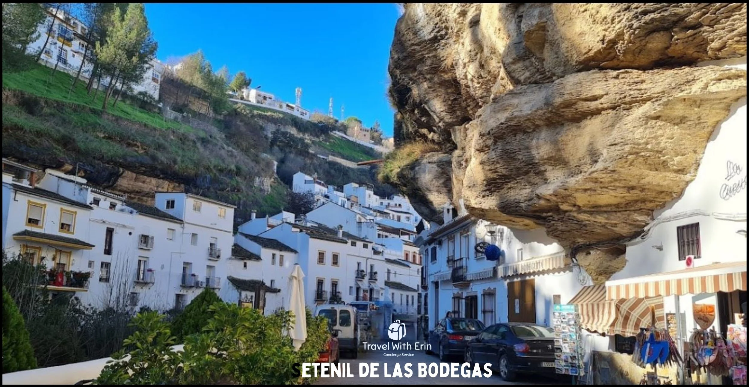 Setenil de las Bodegas 巨石小鎮，餐廳與房子直接蓋在岩石下。